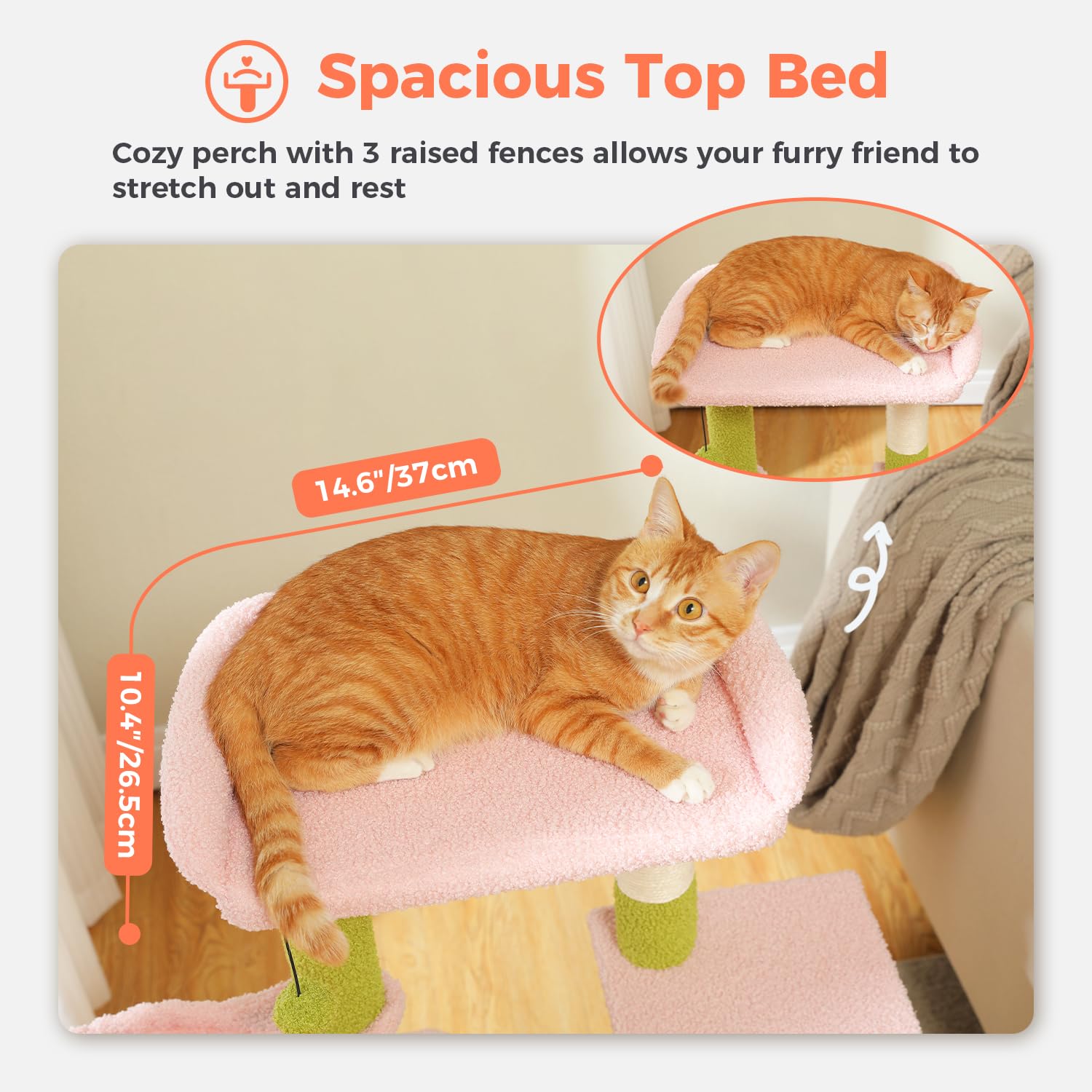 Uymi Pink Cat Tree For Indoor Cats With Metal Frame Carpet Hammock, 32 Cute Cat Tower With Cozy Condo, Top Perch, Scratching P