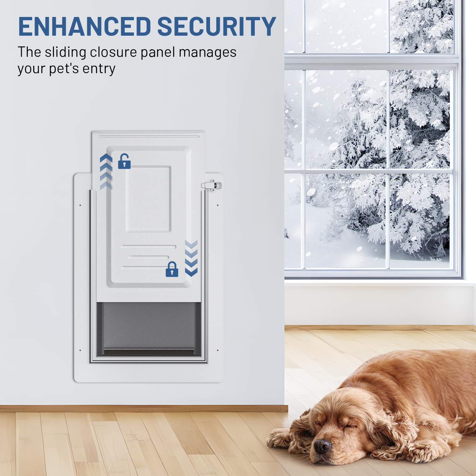 Pet Door For Wall Upgrade 2.0 With Secure Aluminum Lock, Steel Frame & Telescoping Tunnel, Double Silicone Flaps Dog Doggy Door