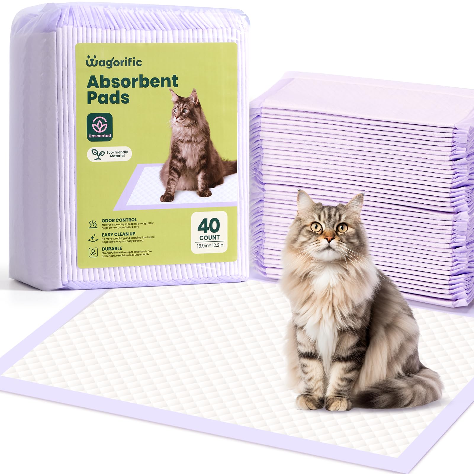 Cat Pads Refills For Tidy Cats Breeze Litter System - Super Absorbent 6-Layer Pads For Odor Control Unscented - 16.9'' X 11.4'' 