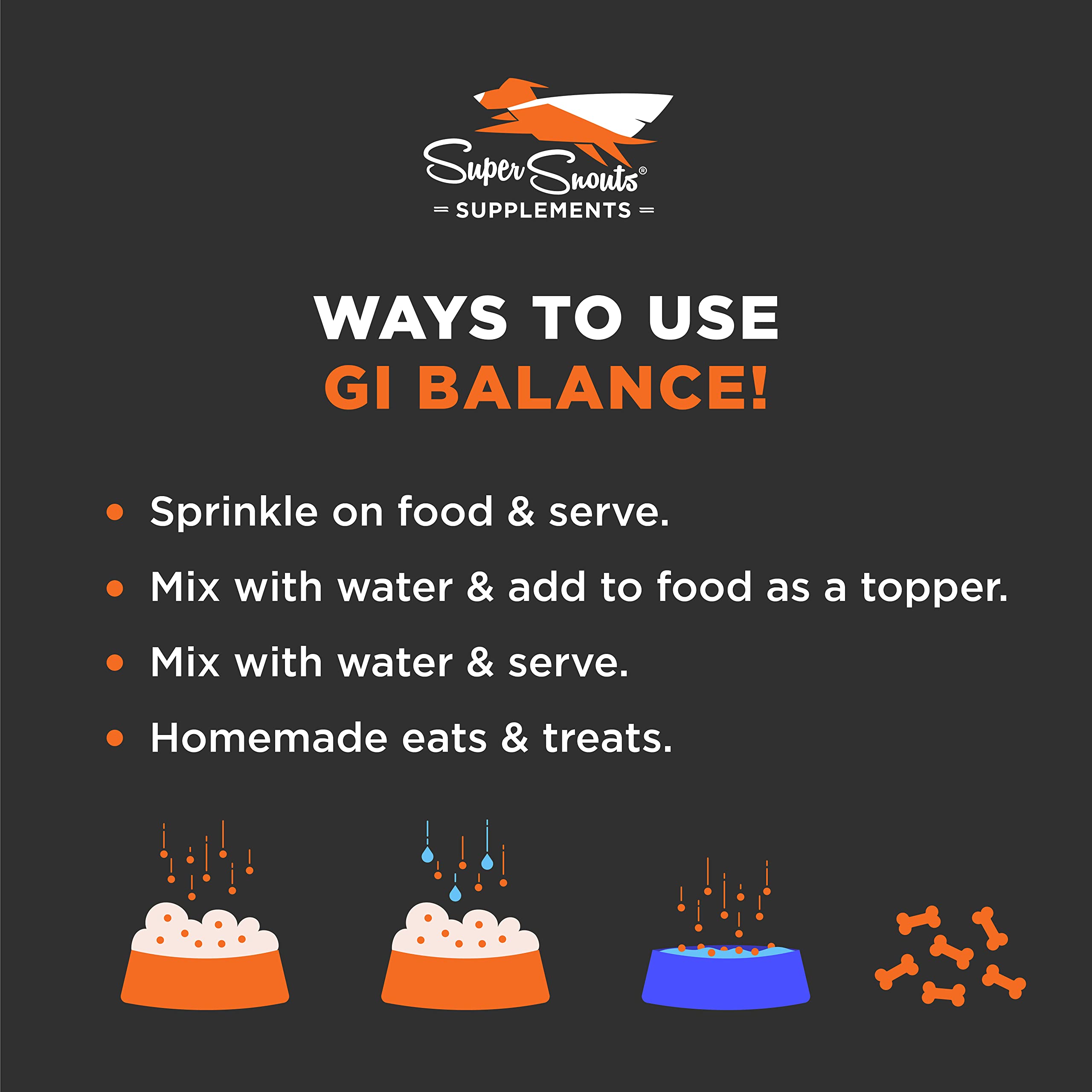 Super Snouts GI Balance Digestive Supplement for Dogs & Cats, 3.1 oz Pumpkin Powder for Dogs & Prebiotic Gut Health, Immune Supp