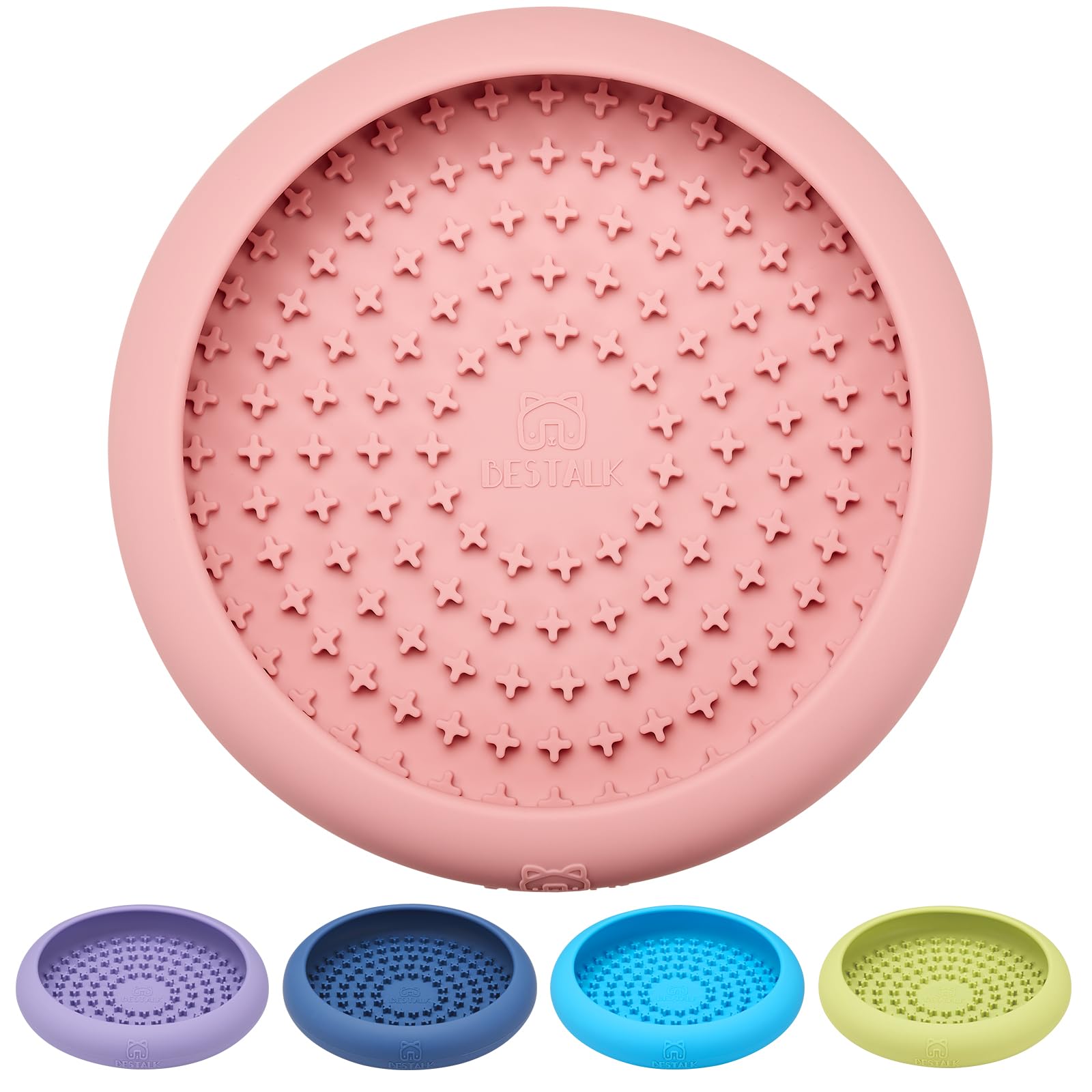 Bestalk Anxiety Relief Slow Feeder Dog Lick Mat Treat Dispenser, Non-Slip Licking Bowl Enrichment Toys, BPA Free Silicone, Dishw