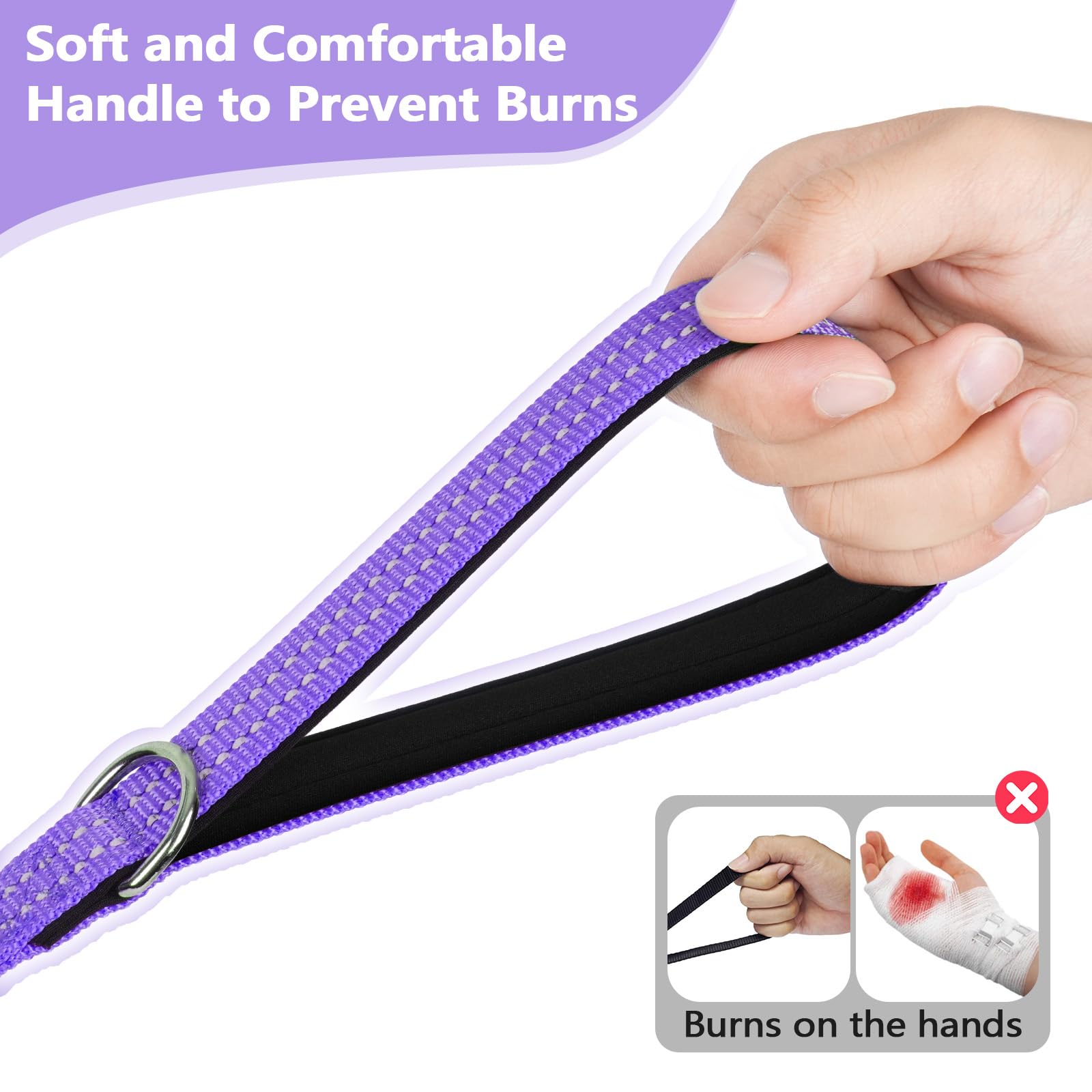 Xiaz 50 Feet Dog Training Leash, Nylon, Purple, Reflective, Padded Handle, 550 Lbs Bearing, Lightweight Suitable For Small, Medi