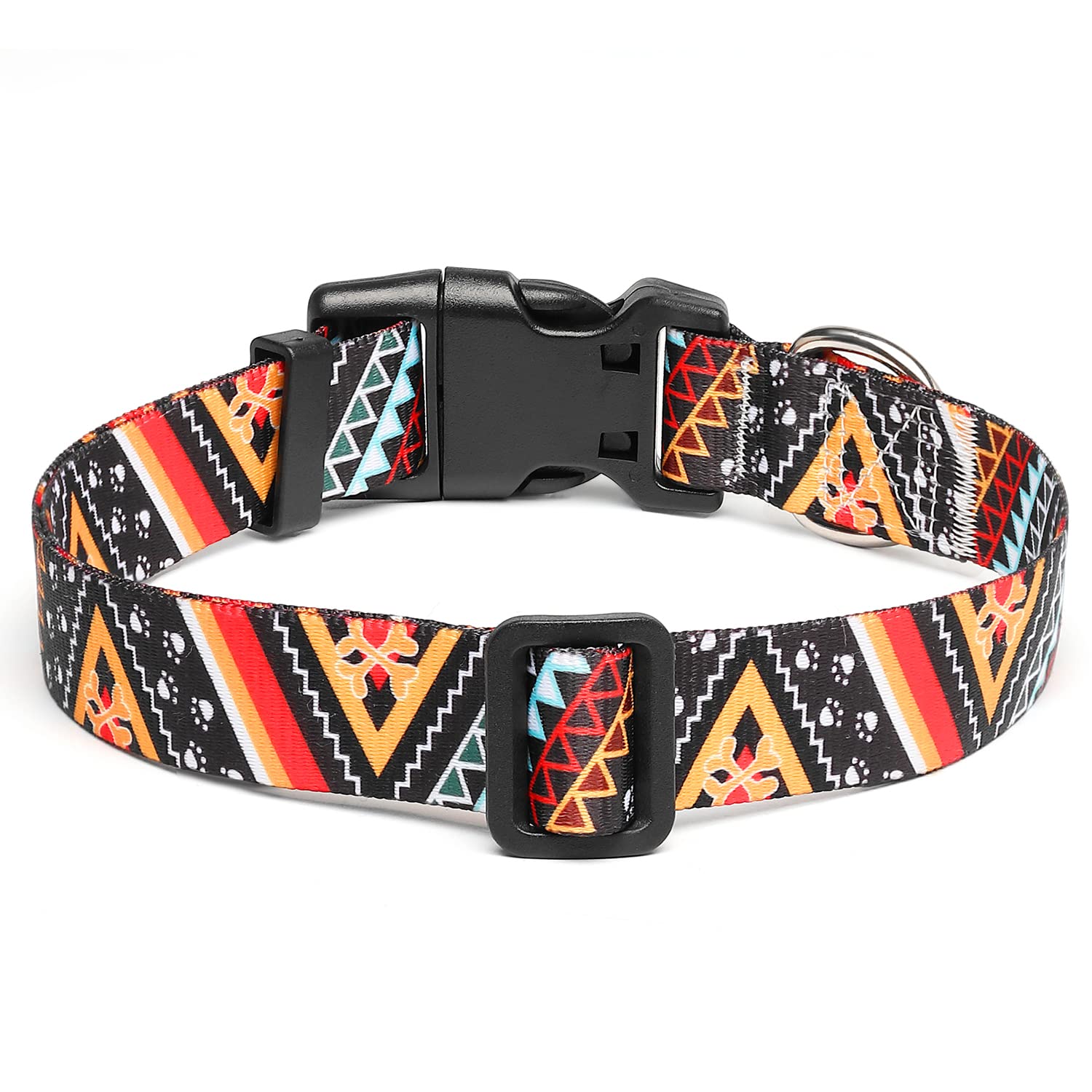 Mercano Adjustable Dog Collar - Special Design Patterns, Soft Nylon Comfortable Durable Pet Collar For Small Medium Large Dogs (L, Ethnic Gold)