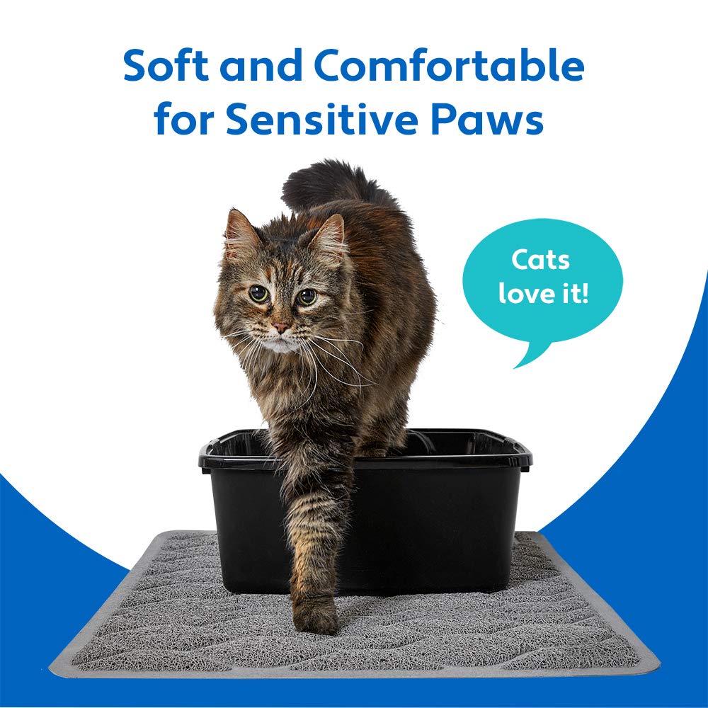 Mighty Monkey Waterproof Bpa Free Cat Litter Box Trapping Mat, Easy Clean Floors, Textured Baking, Soft On Sensitive Kitty Paws,