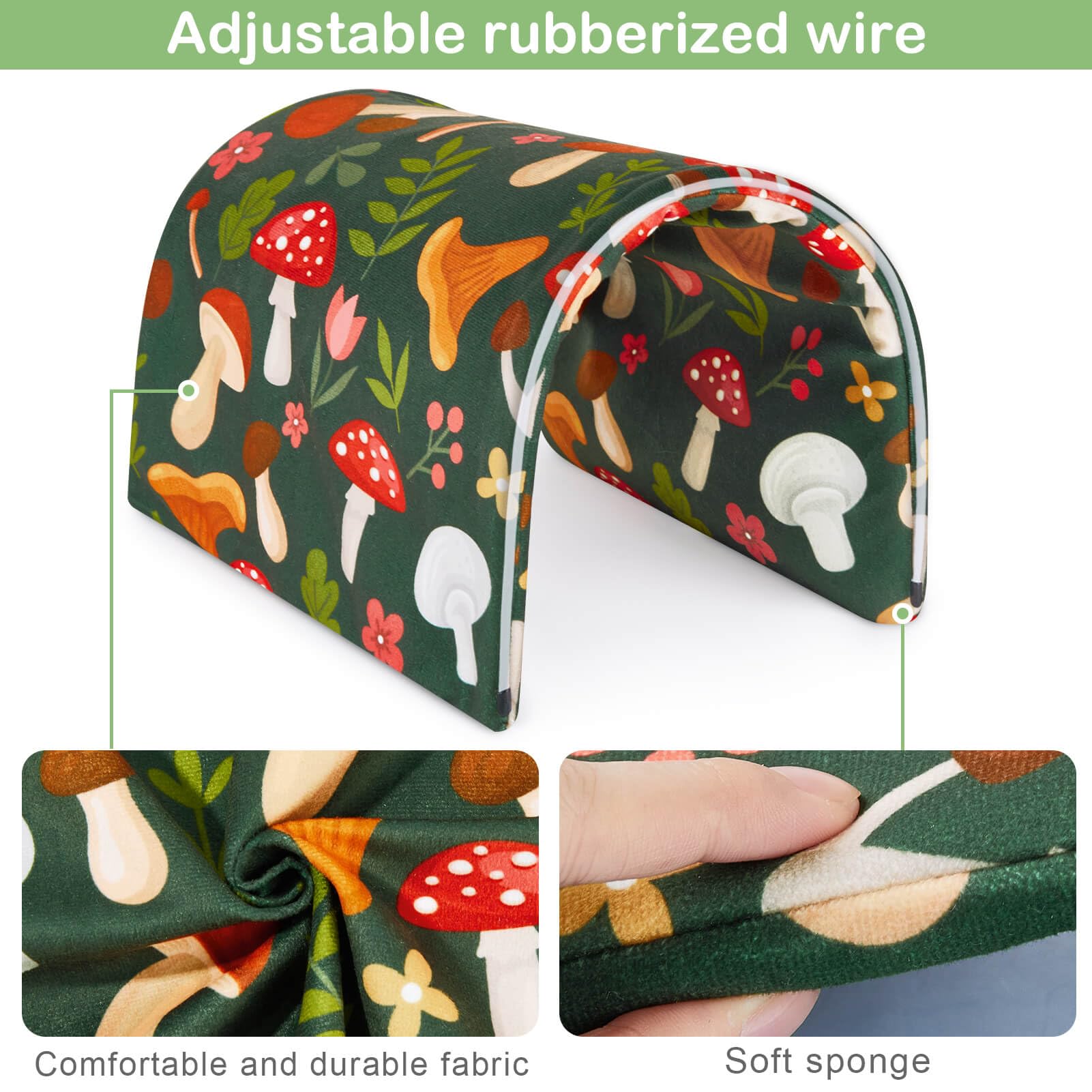 Bienbee Guinea Pig Tunnel, Guinea Pig Hideout, Washable Rabbit Tunnel And Bunny House, Rabbit Toys In Cages For Guinea Pig Bunny Rabbit Small Animal Green Mushroom