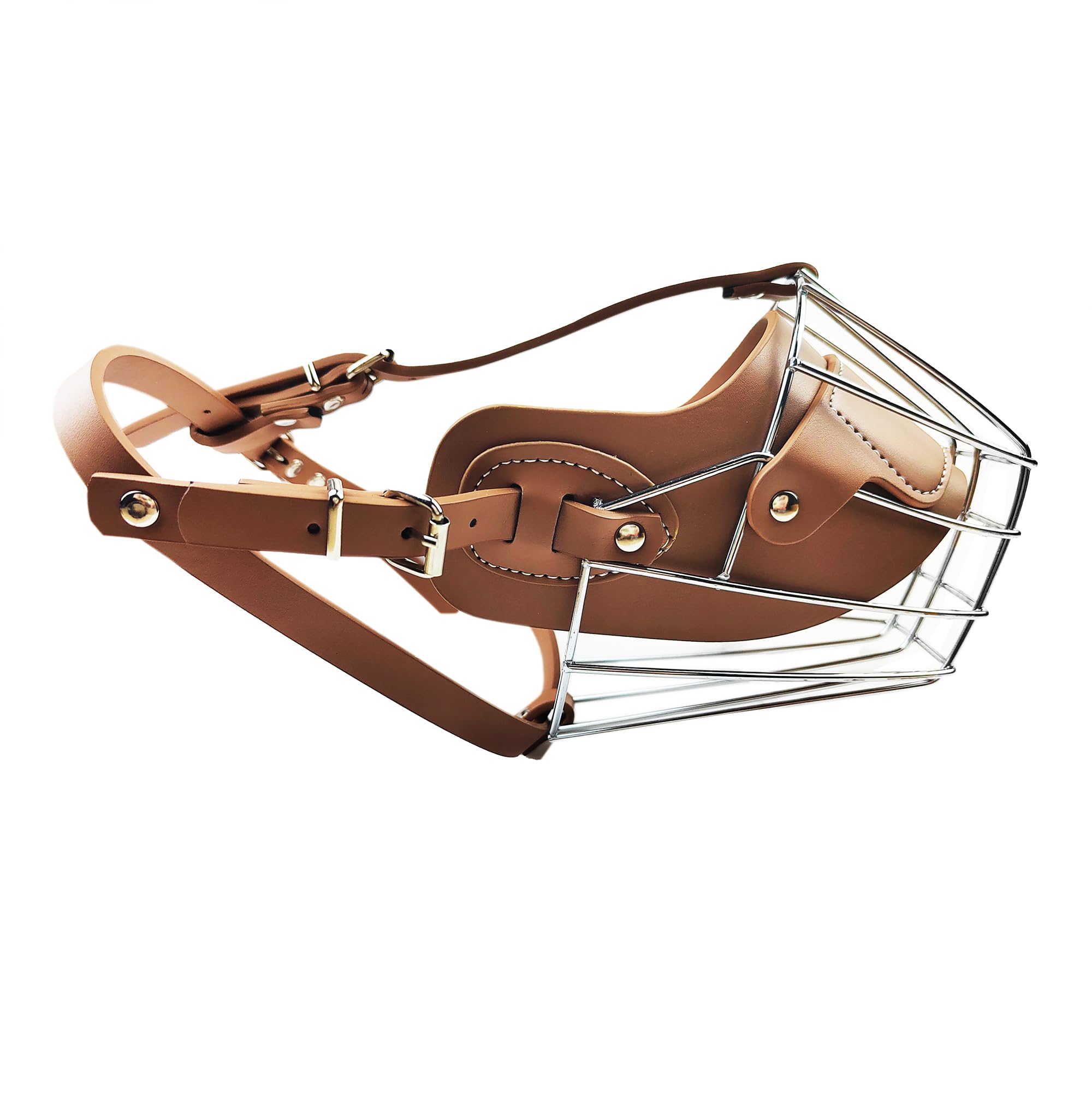 Ailistar Dog Muzzles Wire Basket Muzzles For Dogs Metal Dog Muzzles For Biting Barking Chewing Pet Muzzles For Dogs Brown Medium