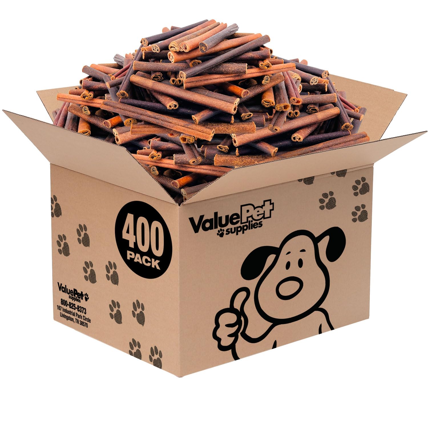 ValueBull Collagen Sticks for Dogs, 6 Inch Medium Chews, Natural Long-Lasting Dog Treats, 400 Count Wholesale Pack - Supports Jo