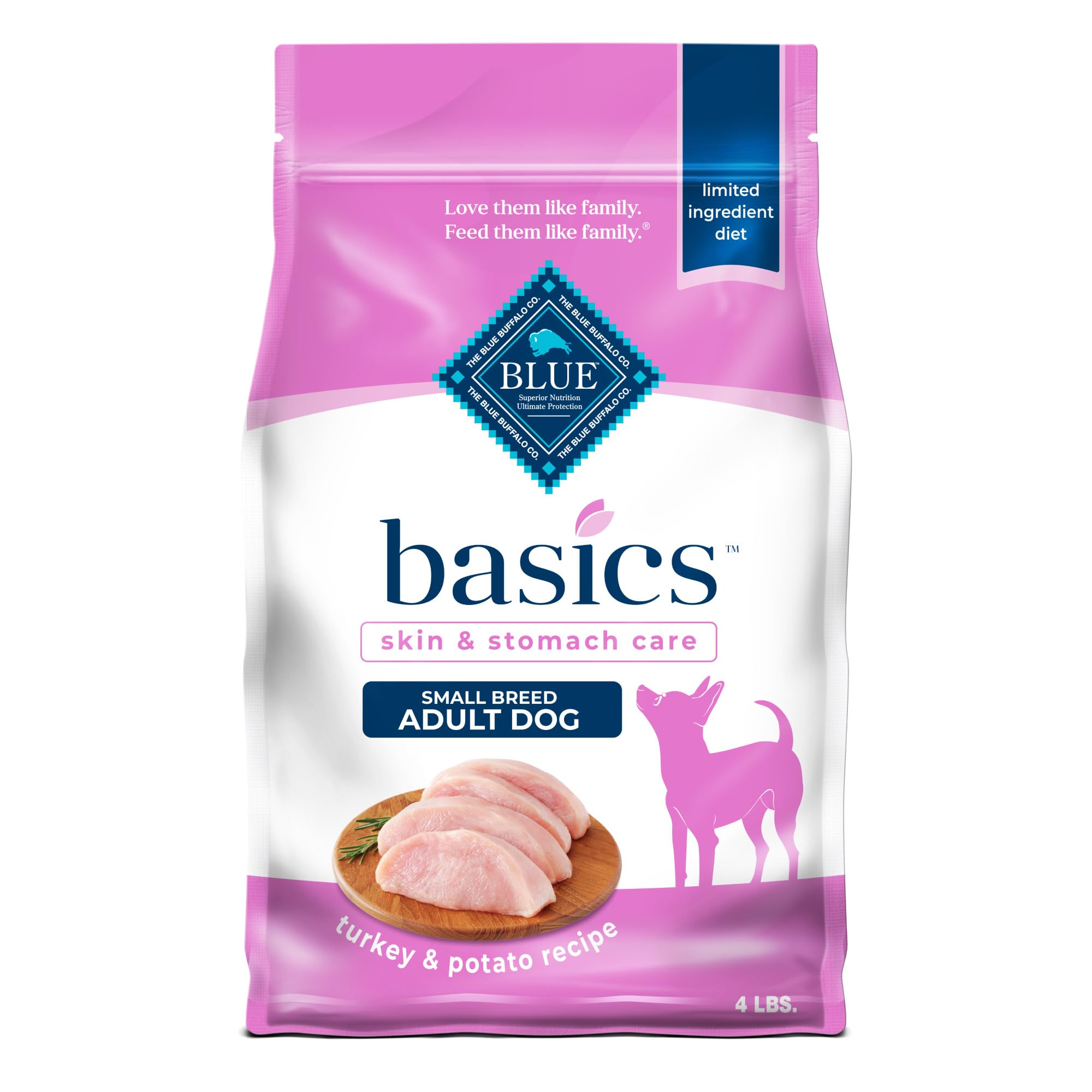 Blue Buffalo Basics Adult Small Breed Dry Dog Food for Skin & Stomach Care, Limited Ingredient Diet, Made in the USA with Natura
