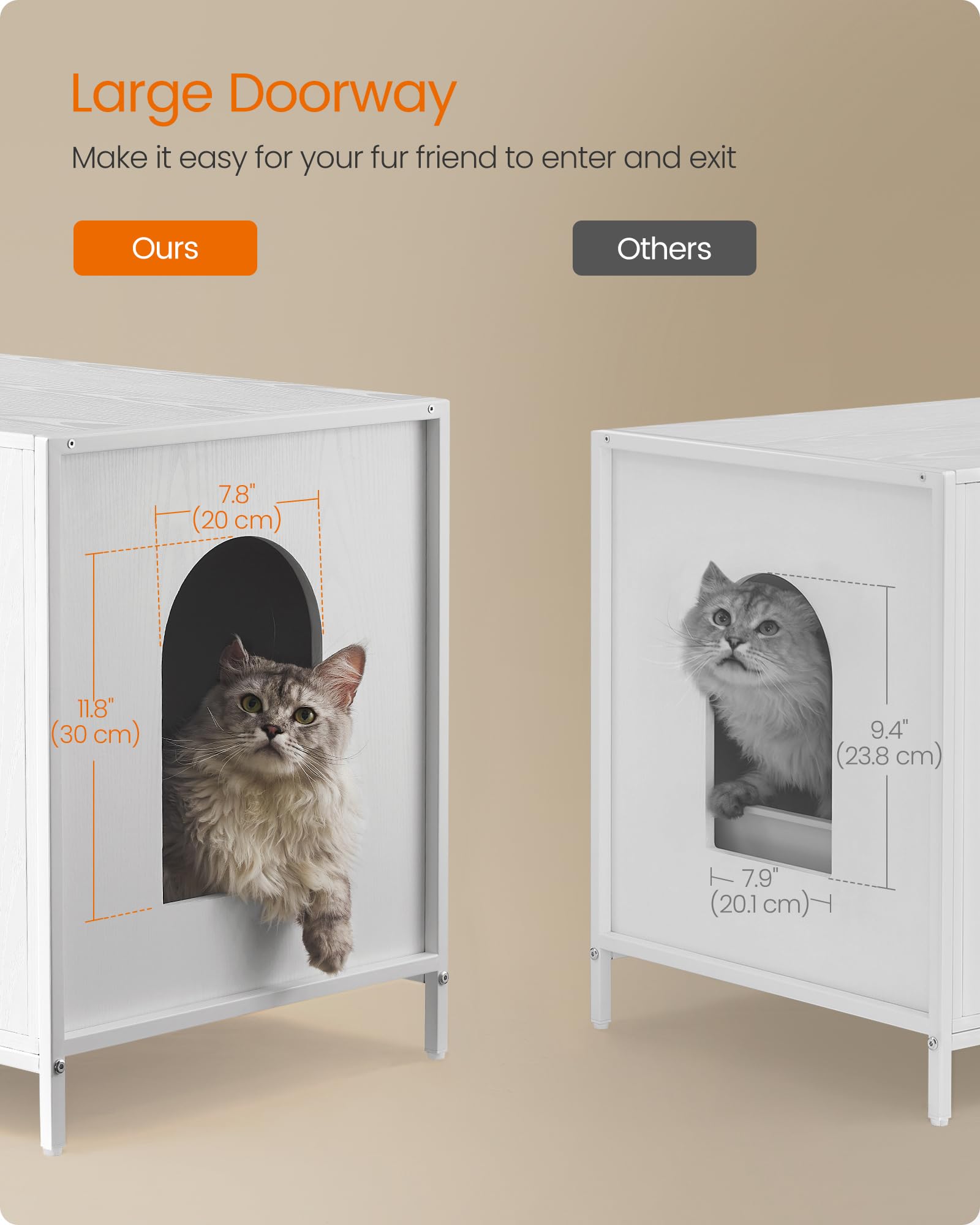 Feandrea Litter Box Enclosure, Modern Cat Litter Box Furniture Hidden, with Handles, Magnetic Locks, Cat House, Side End Table,