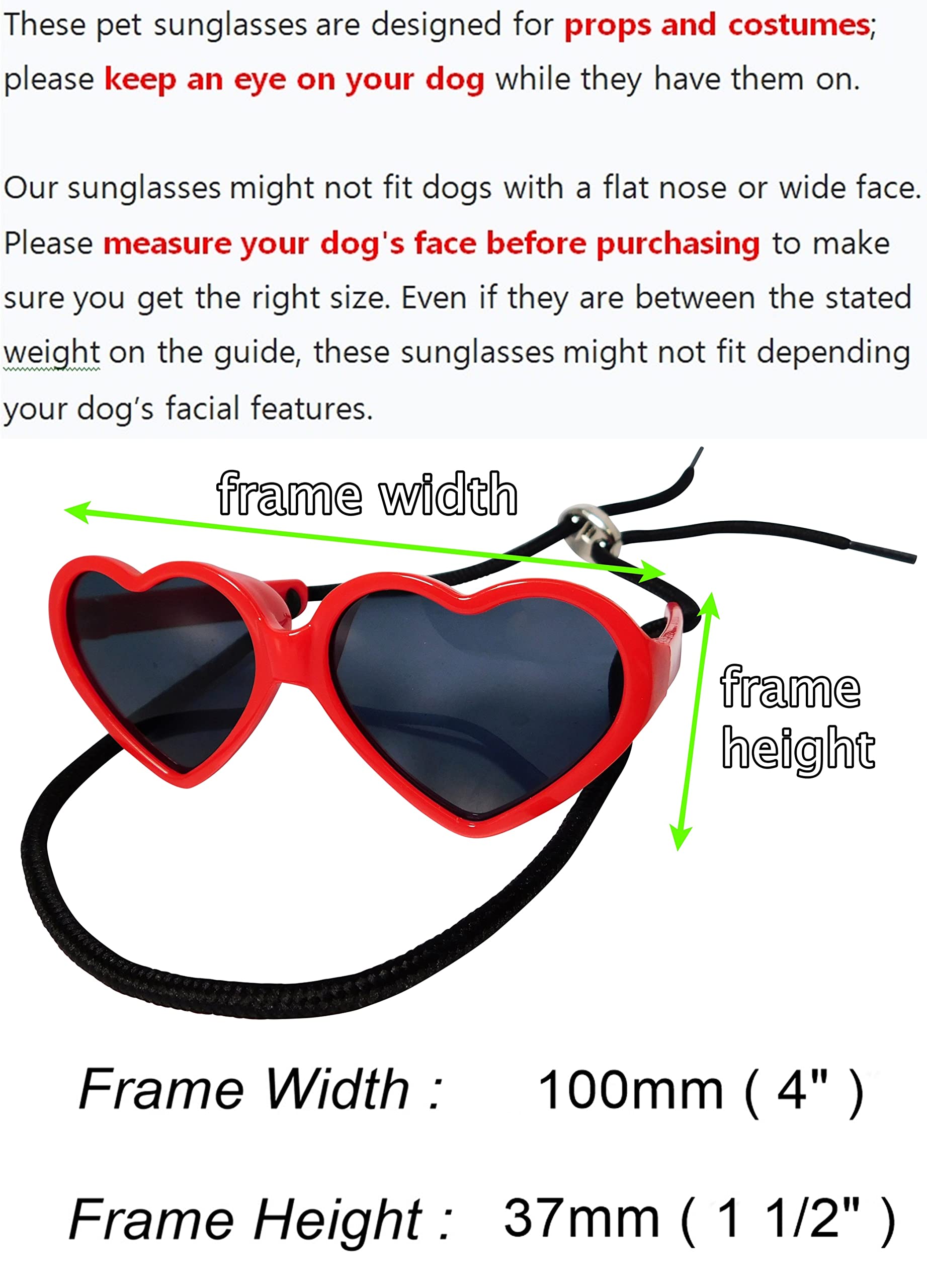 G016 Dog Small Breed Up To 15Lbs Puppy Cat Pet Heart Tiny Sunglasses (Heart Red)