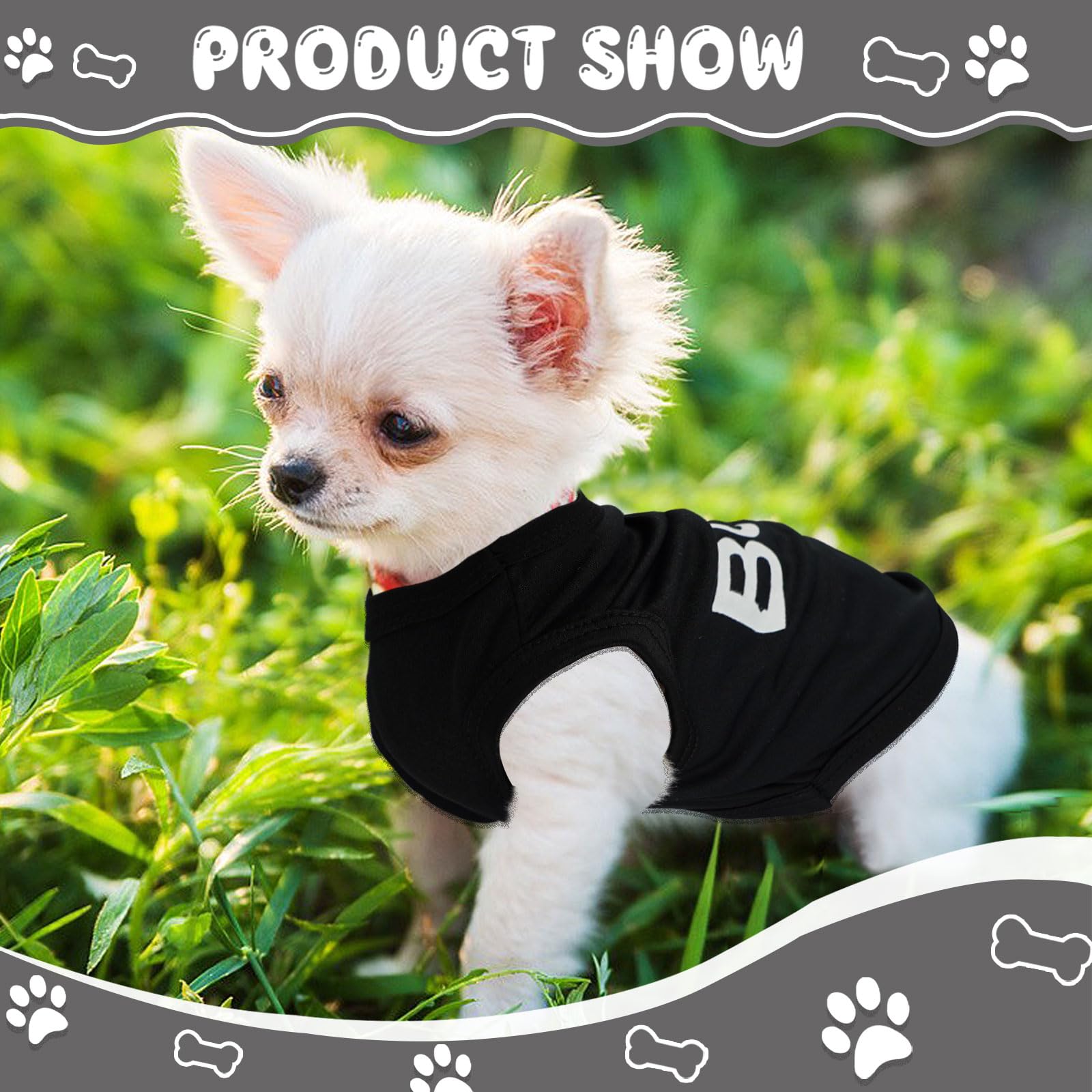 Generic 4 Pack Dog Clothes For Small Dog Black Puppy Clothes Soft Chihuahua Clothes K9 Boss Security Pattern Small Dog Shirt Sum