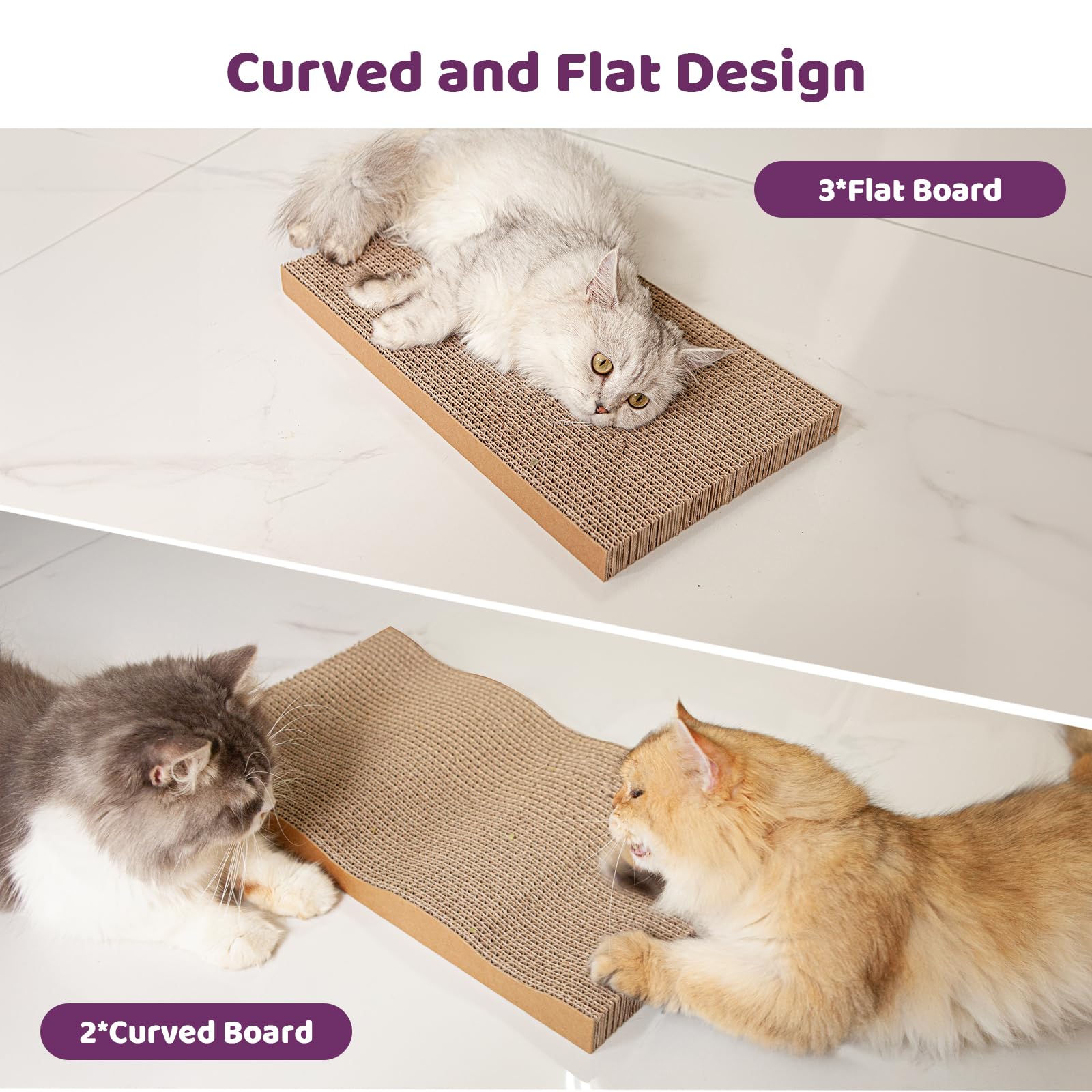 5 In 1 Cat Scratcher Cardboard,Xl-Large Cat Scratch Pad,Cat Scratching Boards With Box For Medium To Large Cat Indoor Use Protec