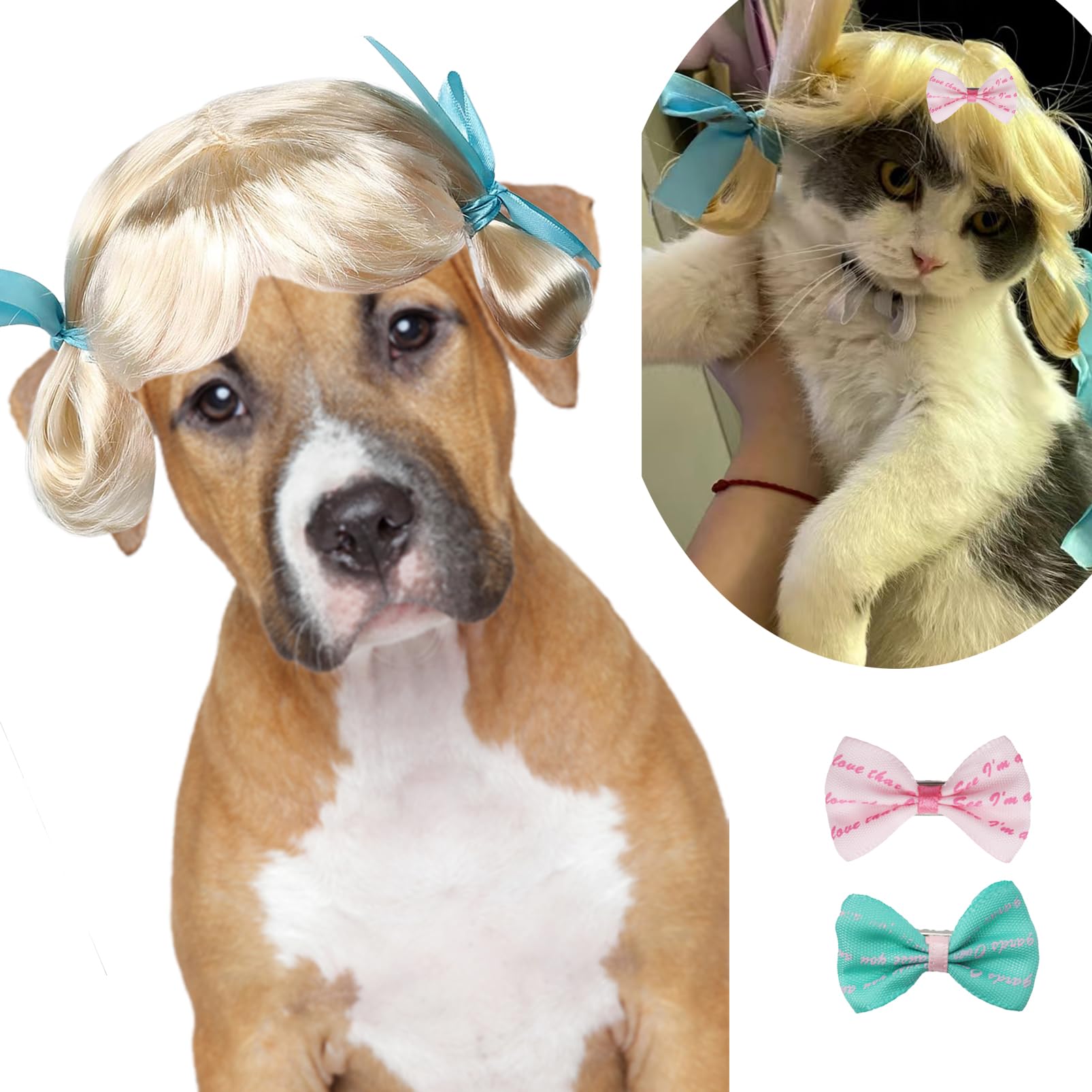 Funny Dog Wig Pet Costumes, Cat Costume Synthetic Hairpiece Cosplay Wigs, Headwear For Halloween Christmas Festivals Party Decor