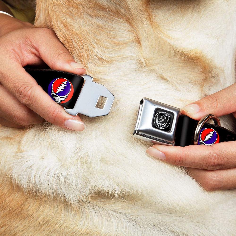 Buckle-Down Seatbelt Buckle Dog Collar - Steal Your Face Repeat Black/Color - 1' Wide - Fits 15-26' Neck - Large