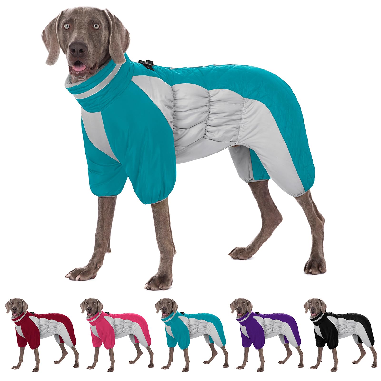AOFITEE Fullbody Dog Jacket, Windproof Winter Coat with Built-in Harness, Reflective Turtleneck Snow Jacket, Puffer Coat for Sma