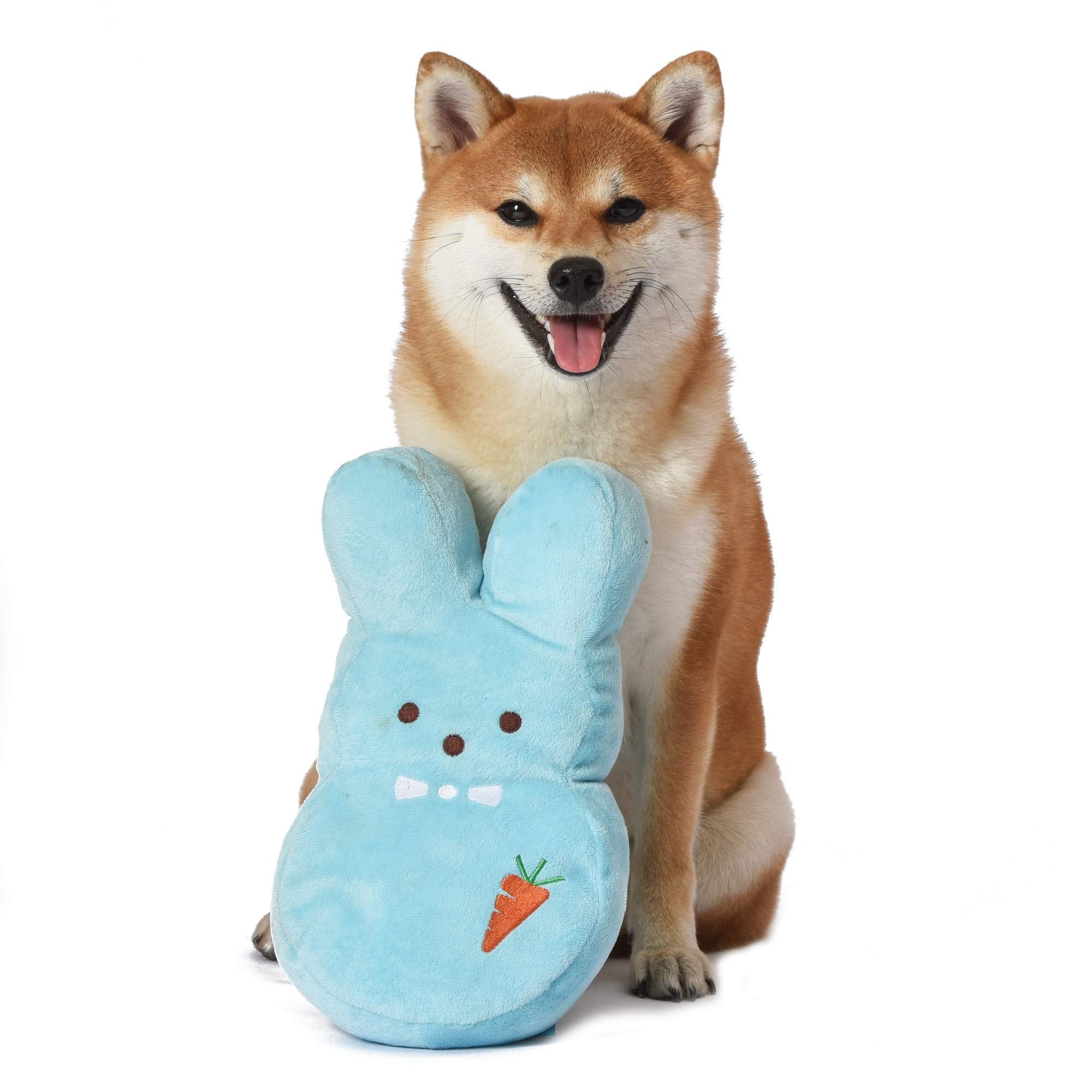 Peeps For Pets Bunny 12 Inch Blue Dress-Up Bunny Plush Dog Toy | Carrot Dog Chew Toy For All Dogs | Large Dog Toy Made From Soft