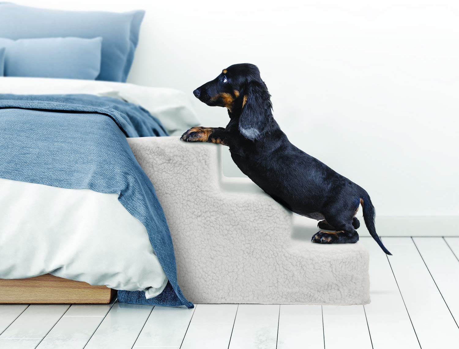 Pet Parade Three Step Pet Stairs ?Easy Access To Beds And Couches For Pets ?Easy Assembly ?emovable Cover ?Easy Cleaning