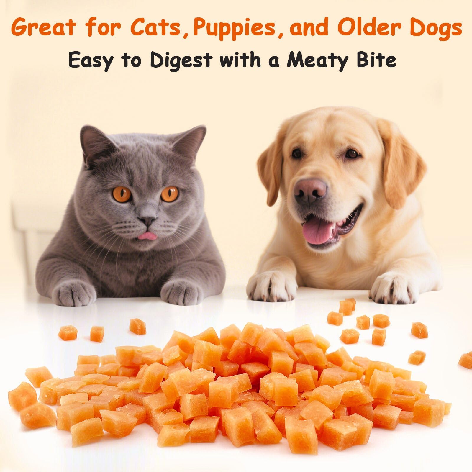 PETPURO Soft Chicken Treats for Dogs and Cats, Grain Free Training Snacks, High Protein Chewy Bites for Small Dogs and Kittens,