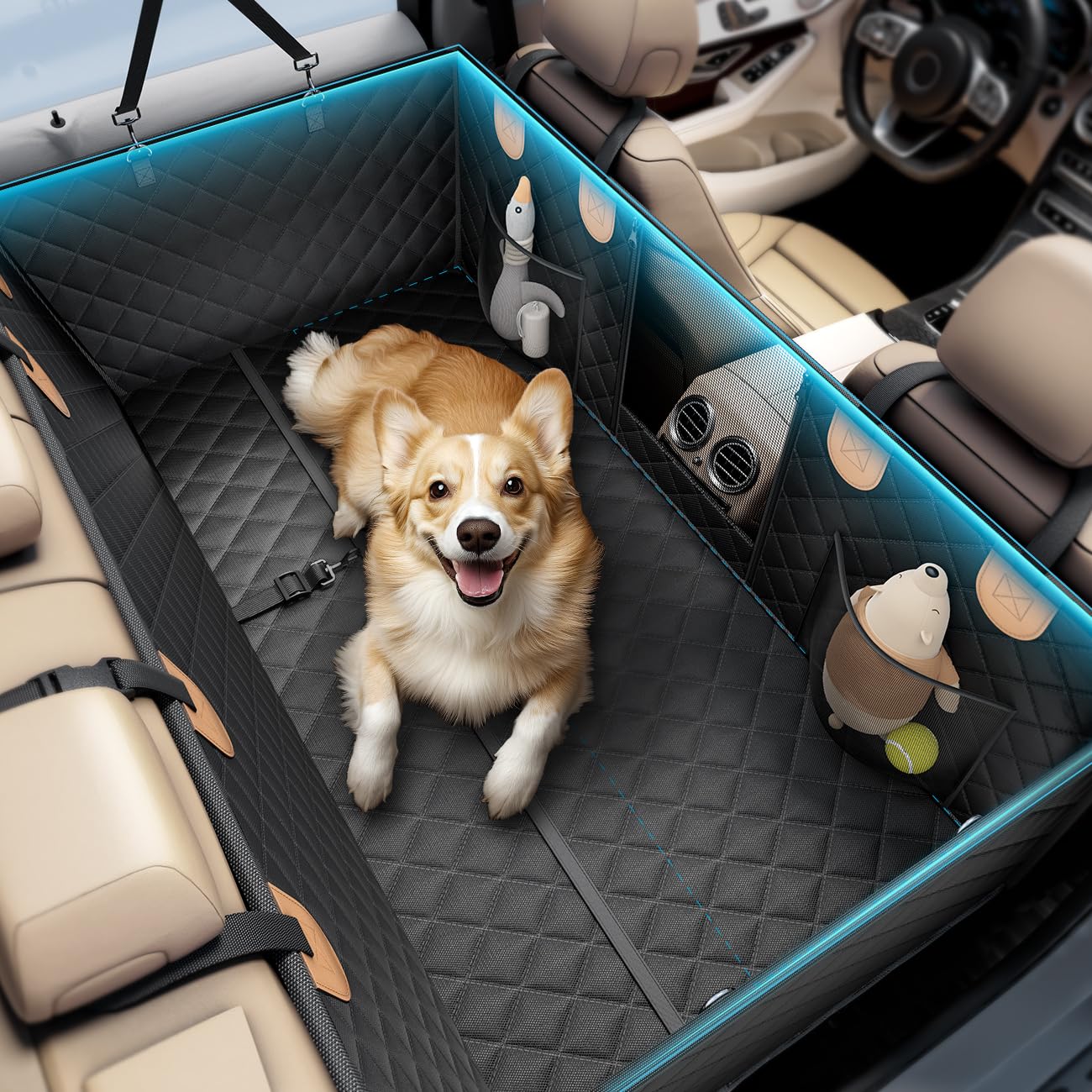 Wigoo 2025 Upgrade Dog Car Seat Cover for Back Seat [400lbs Hard Bottom, Heavy Duty Material] Anti-Scratch Waterproof Backseat P