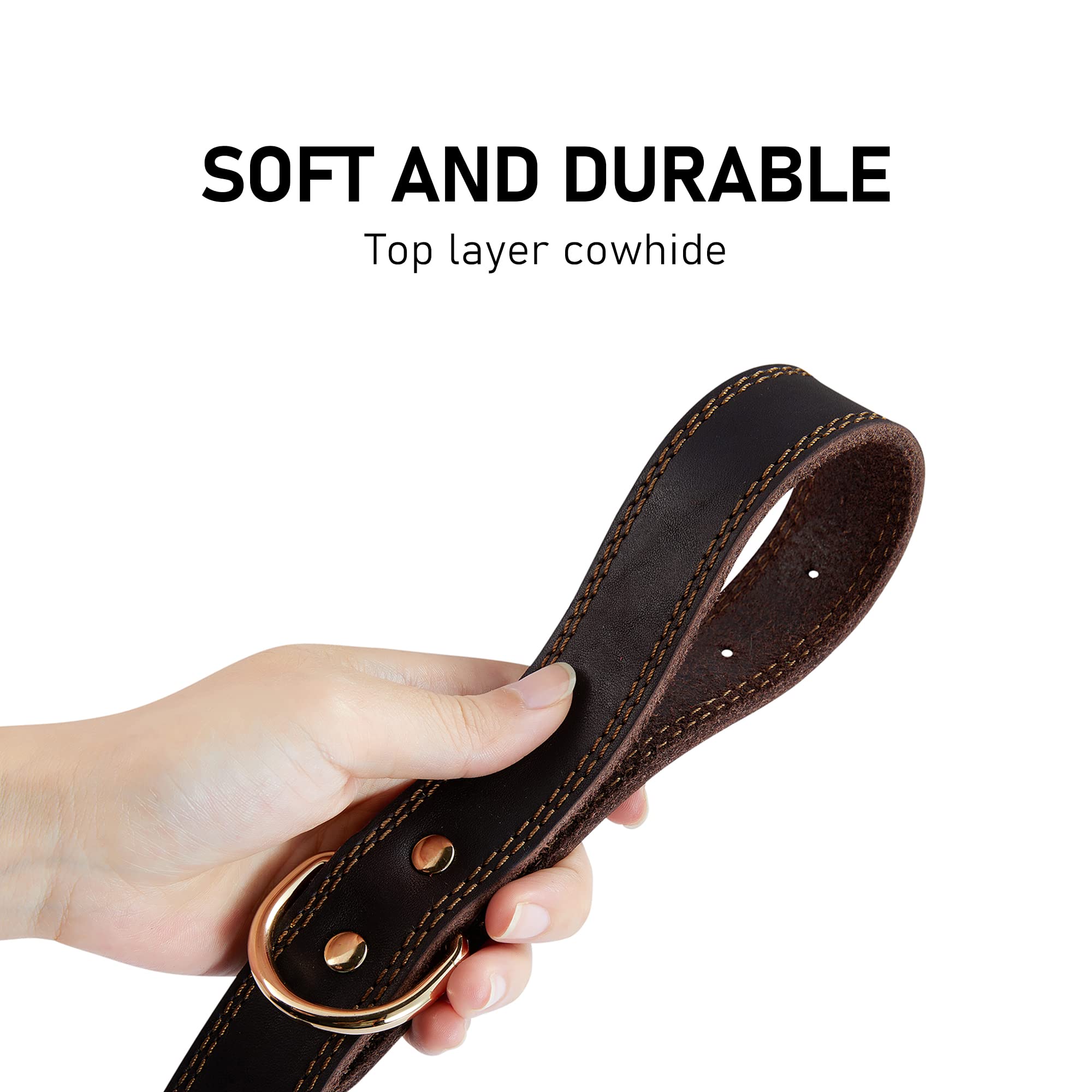 Daihaqiko Dog Collar, Genuine Leather Dog Collar, Heavy Duty Dog Collar, Wide Dog Collar For Small Dog, Medium Dog, Large Dog An