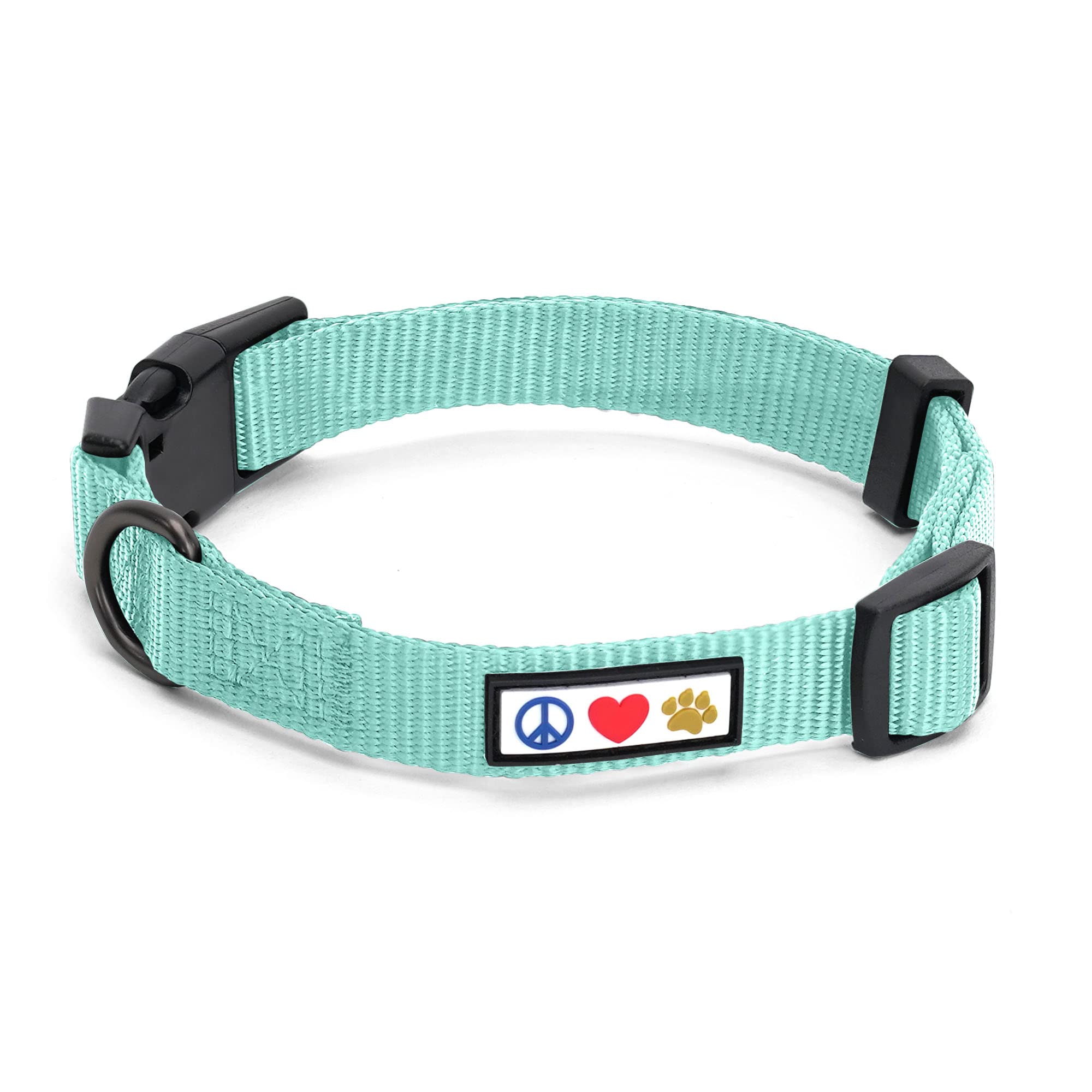 Pawtitas Adjustable Dog Collar - Heavy Duty, Waterproof, Quick-Release Buckle - Teal, Small Breeds