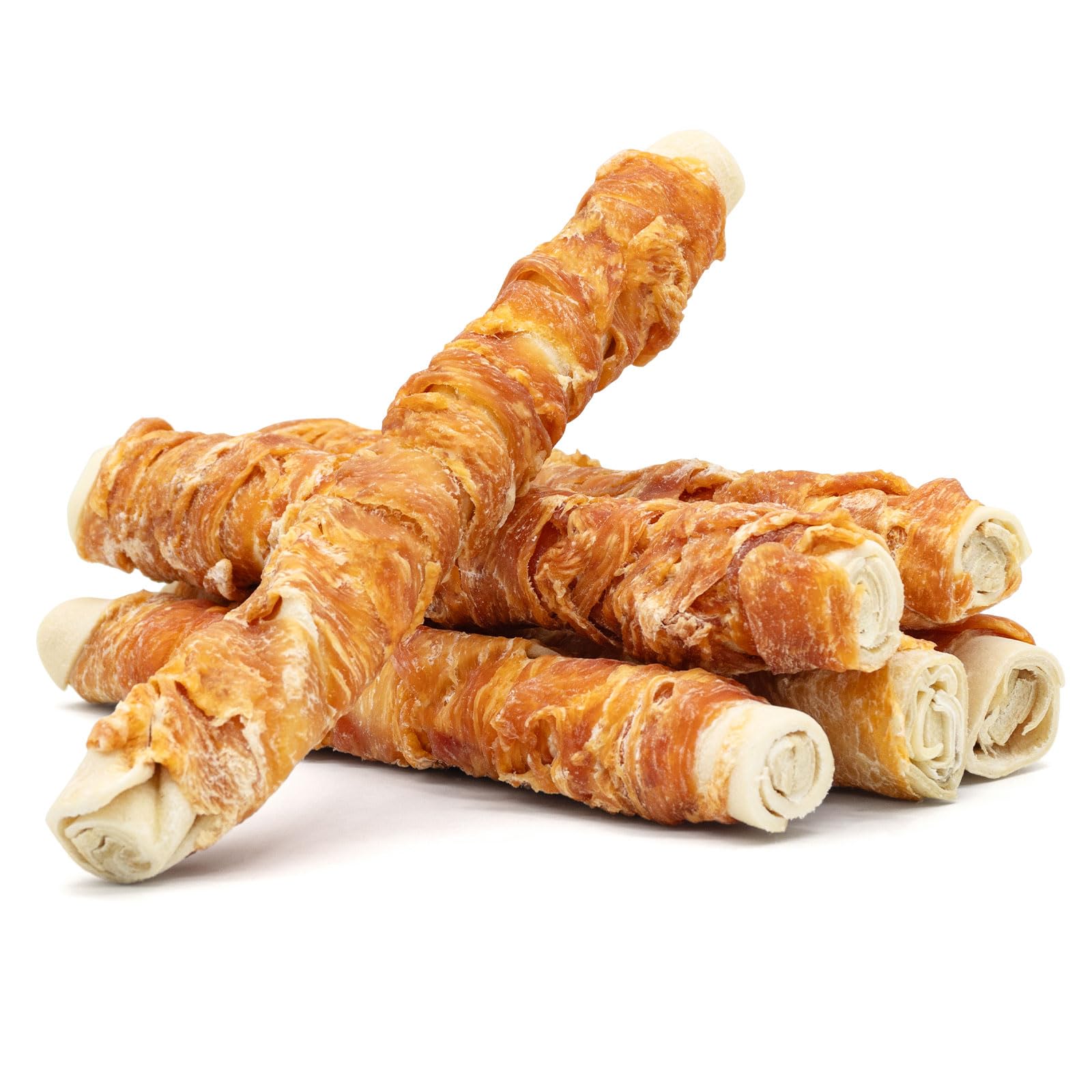 MON2SUN Dog Treats, 9 Inch Chicken Wrapped Rawhide Rolls Snacks, Teeth Cleaning and Long Lasting Chews for Medium and Large Dogs