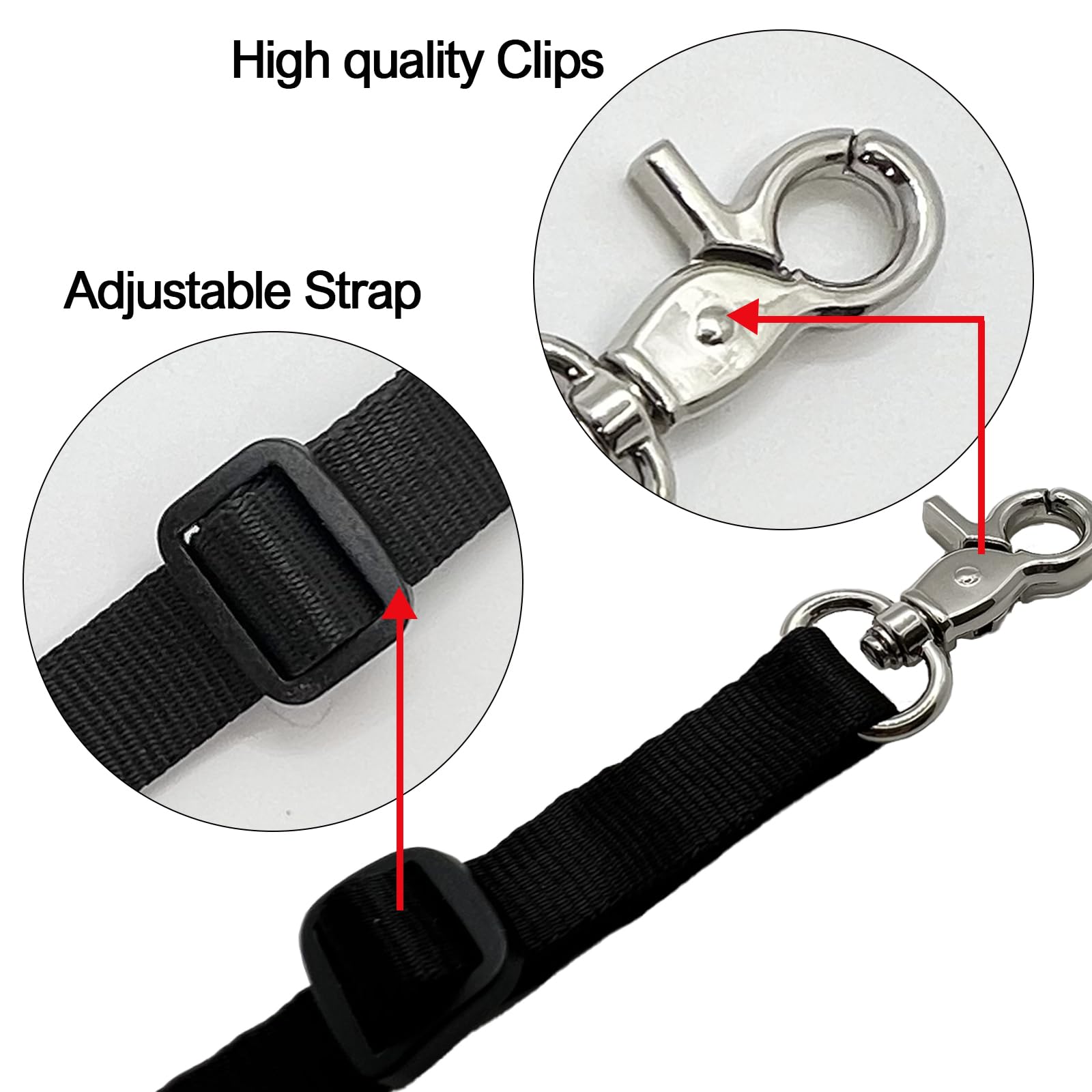 Adjustable Backup Safety Clip For Small Dogs, Double Ended Gentle Slip Collar Clip For Dog Harness Leash