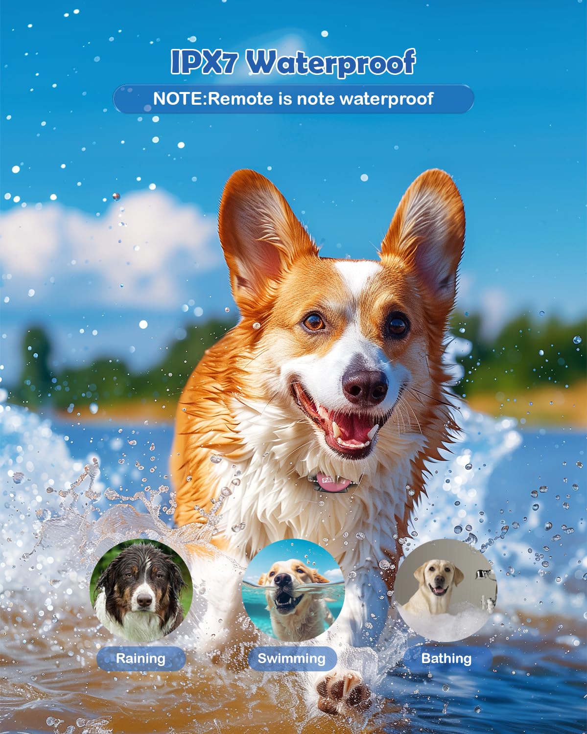 PATPET Shock Collar for Large Dog - Rechargeable Dog Training Collar with Remote for Medium Large Dogs 1000Ft Remote Range 3 Tra