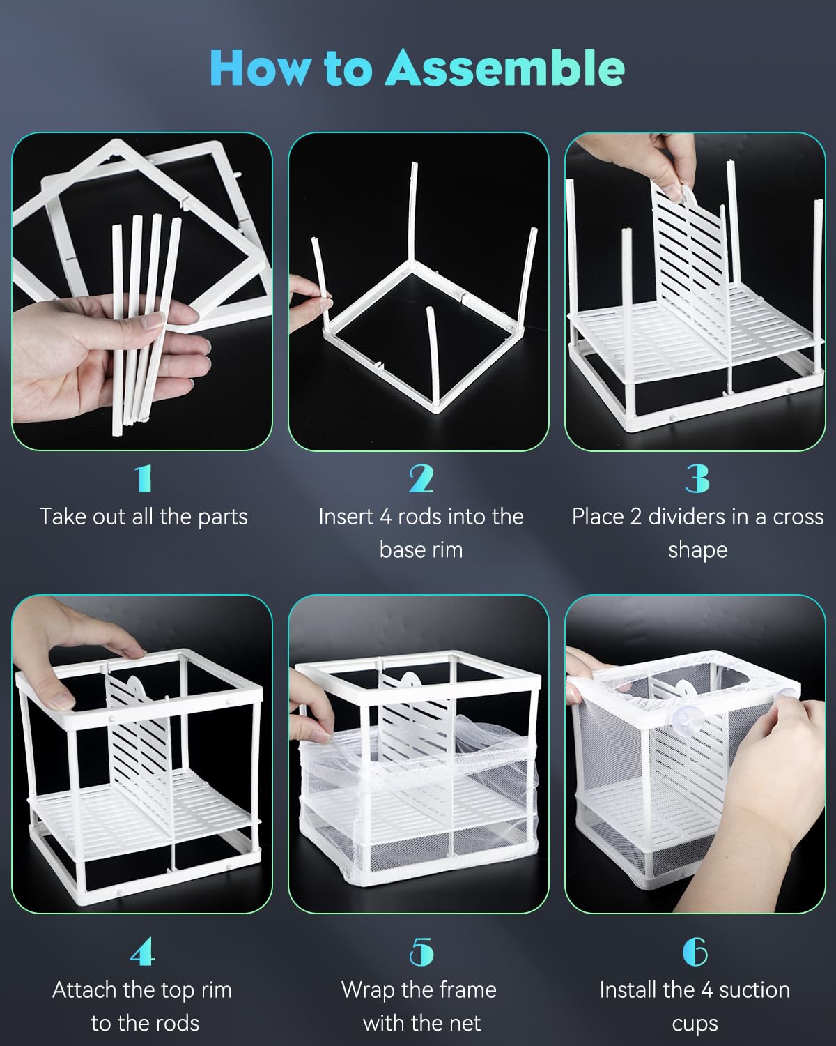 Pawfly Aquarium Breeder Net With Nylon Mesh & Suction Cups - Small Isolation Box For Baby Fish & Shrimp