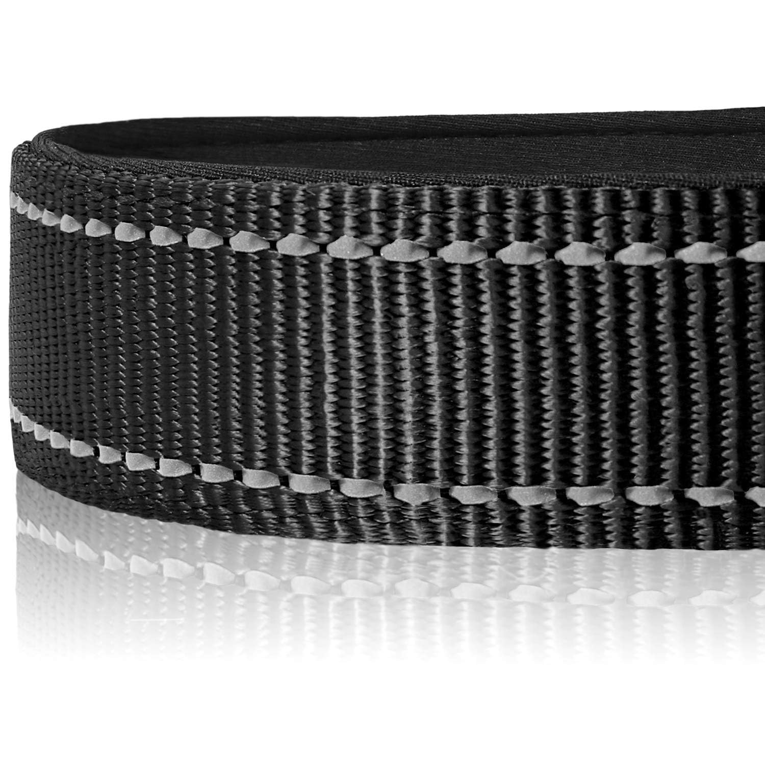 Joytale Reflective Dog Collar,Soft Neoprene Padded Breathable Nylon Pet Collar Adjustable For Extra Large Dogs,Black,Xl