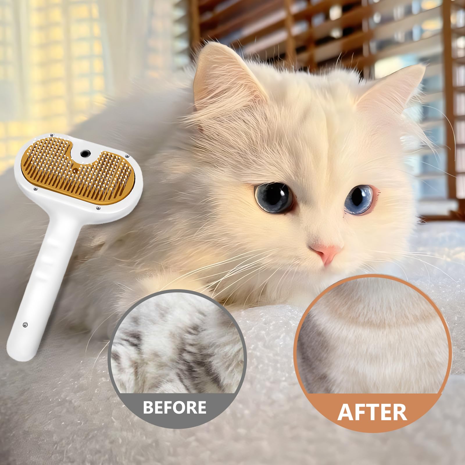 Pet Steam Brush For Dog & Cat - 3-In-1 Spray Hair Removal Comb - Steam For Shedding & Grooming - Water Brush For Long & Short Ha