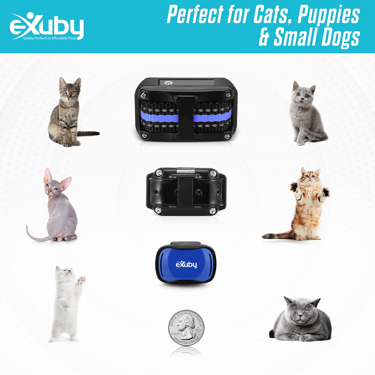 Vibrating Cat Collar - No Shock - Cat Training Collar With Remote - Fits Kittens To Adult Cats - Vibration & Sound Only - 1,000 Ft Range - Long Lasting Battery Life – 9 Intensity Levels (Dark Blue)