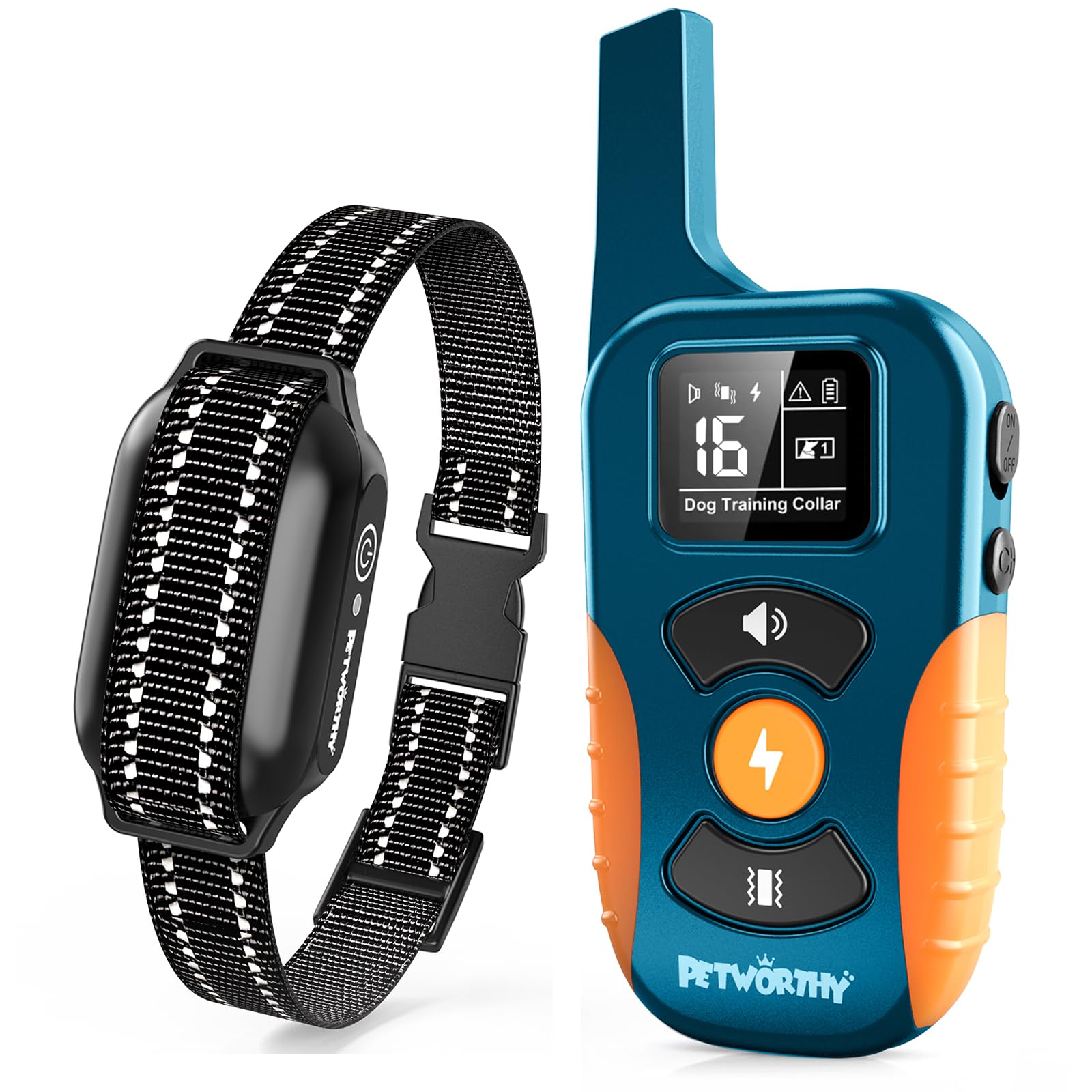 Dog Shock Collar With Remote - Petworthy 3300Ft Dog Training Collar, Ipx7 Waterproof Electric Collar With 3 Training Modes, Secu