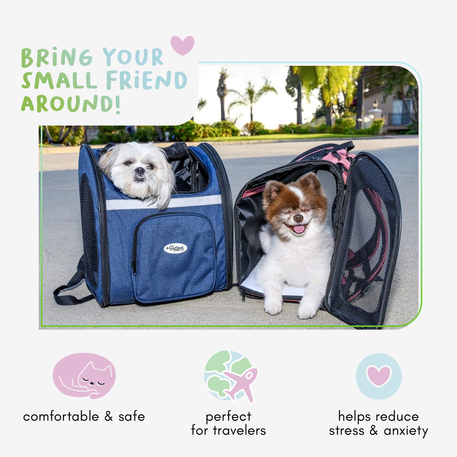 Petique Pet Backpacker, Pet Carrier For Small Size Pets, Ventilated Backpack Bag For Cats & Dogs