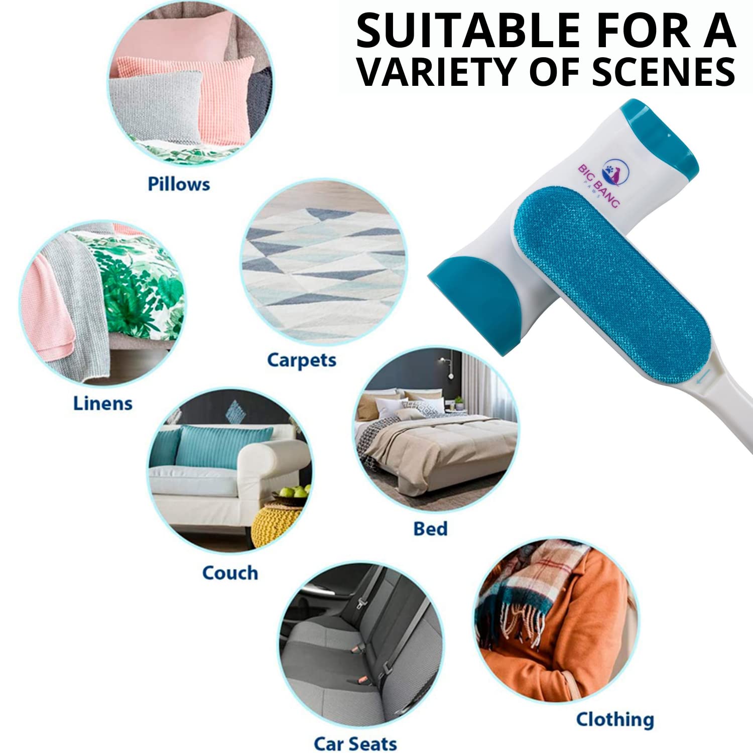 Pet Hair Remover Brush - Dog Hair Remover For Clothes - Lint Brush Pet Hair Remover - Reusable Fur Remover For Furniture And Clothing - Light Pet Dander Remover With Self Cleaning Base