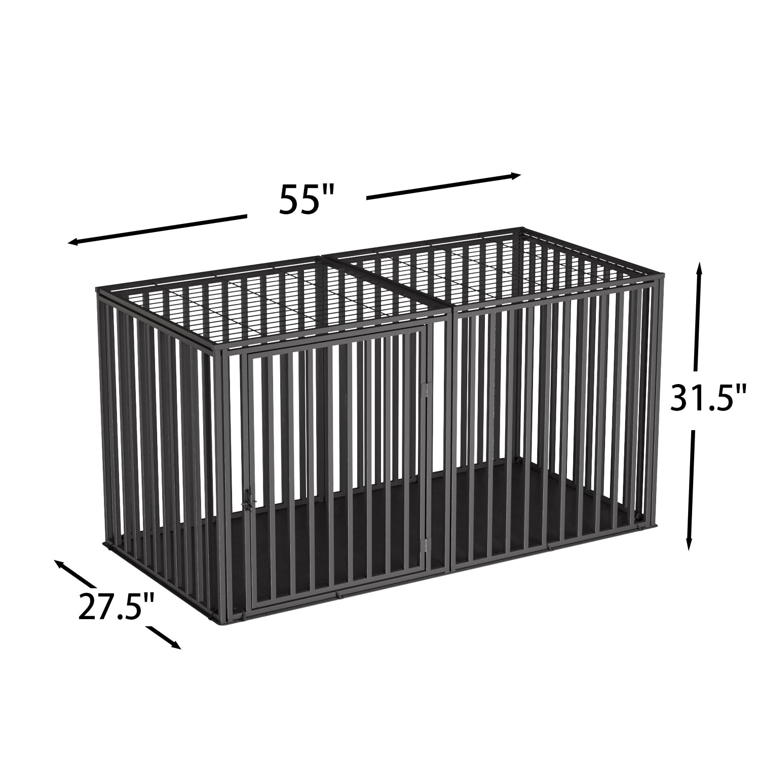 LURIVA Steel Tube Heavy Large Dog Crate with Mat Base, 55  L x 32  H Dog Crates for Medium Large Dogs, Big Dog Cage, Dog Kennel,