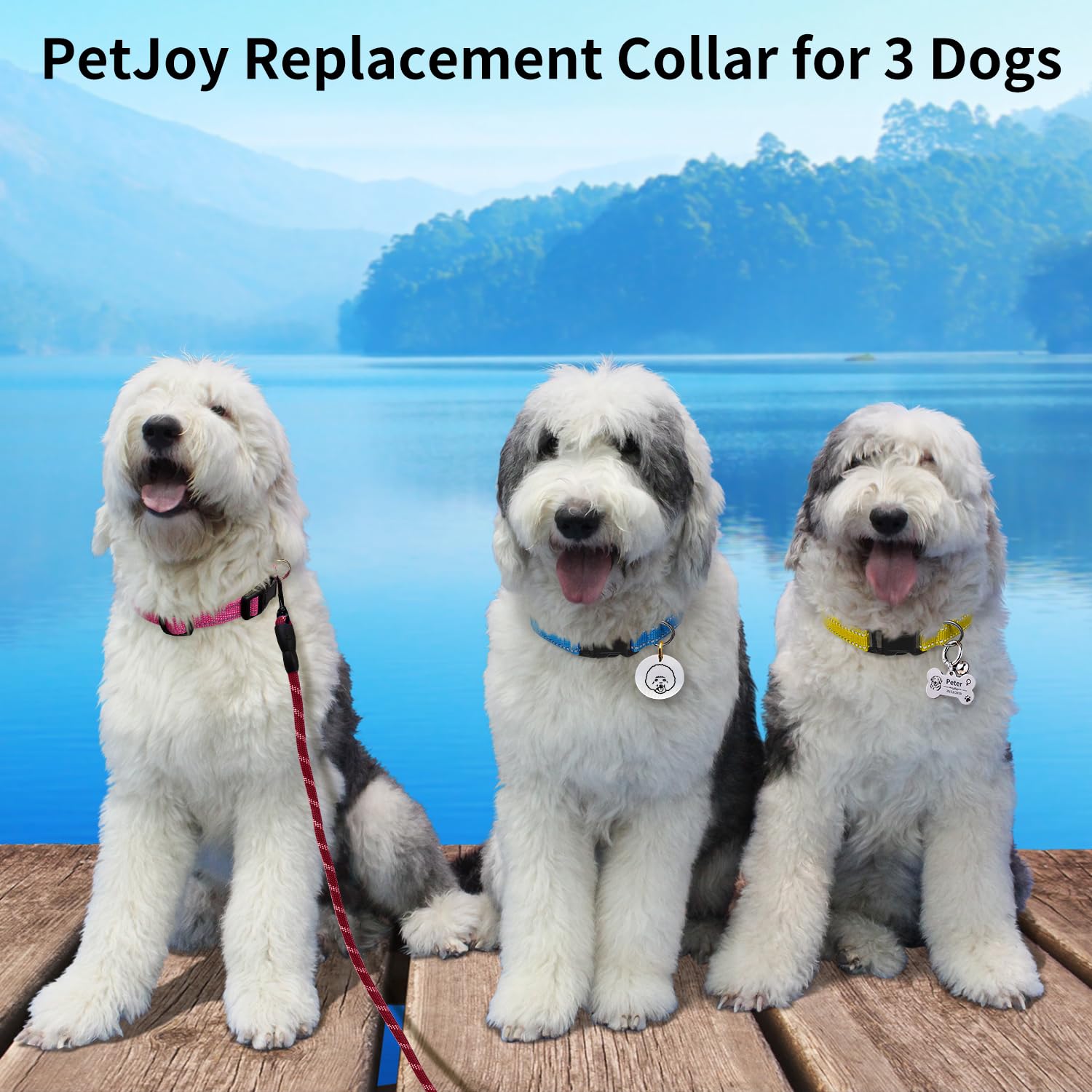Petjoy 3-Pack Replacement Straps For Shock & E Collars - Durable Nylon Adjustable Dog Collars, 8-27 Inches, Quick Release Buckle