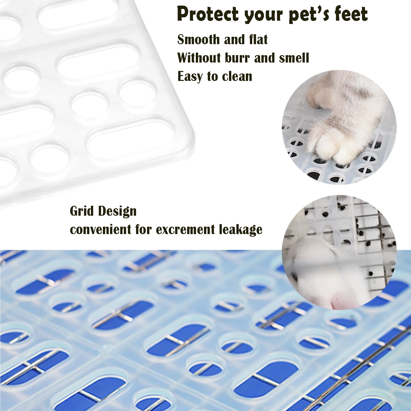 4 Pcs Rabbit Feet Pad Plastic Bunny Cage Floor Mat Foot Resting Hole Leak Water Nest Mat Pet For Small Animal Hamster Rat Chinch