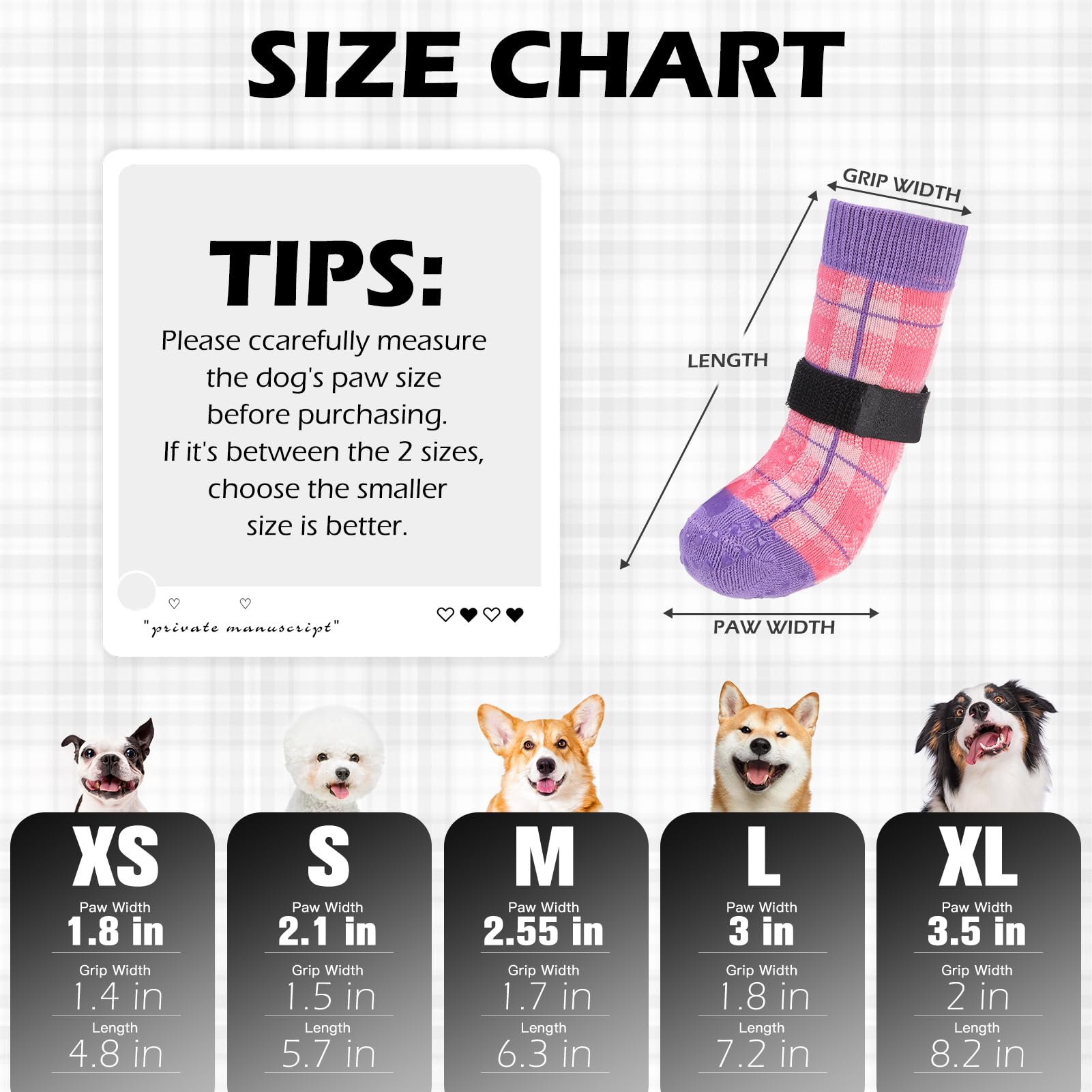 Expawlorer Dog Socks To Prevent Licking Paws,4 Pcs Double Sided Anti Slip Dog Socks With Grippers,Dog Shoes Grips For Hardwood F