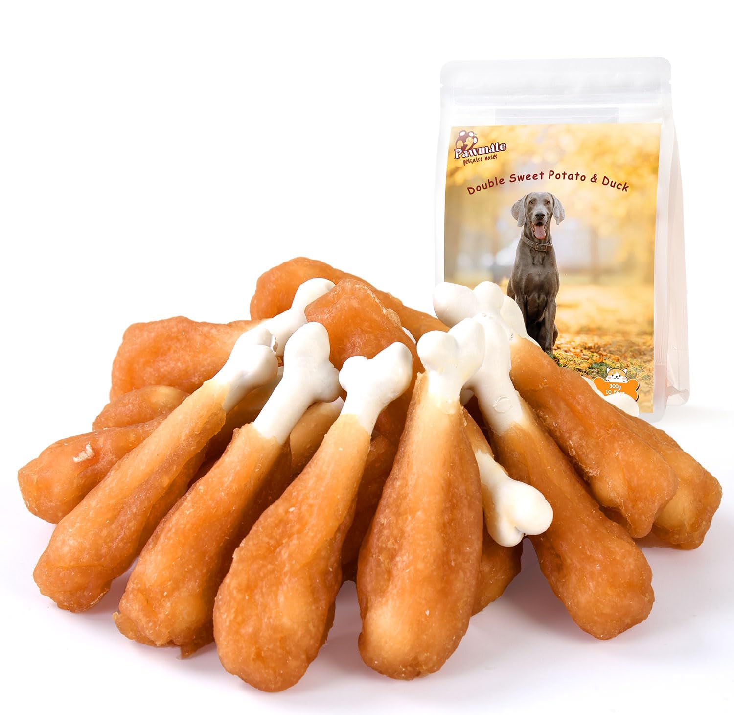 Pawmate Dog Treats, Chicken Wrapped Calcium Bone Rawhide-Free Grain-Free Training Treats for Dogs Teeth Cleanning Breath Fresh D