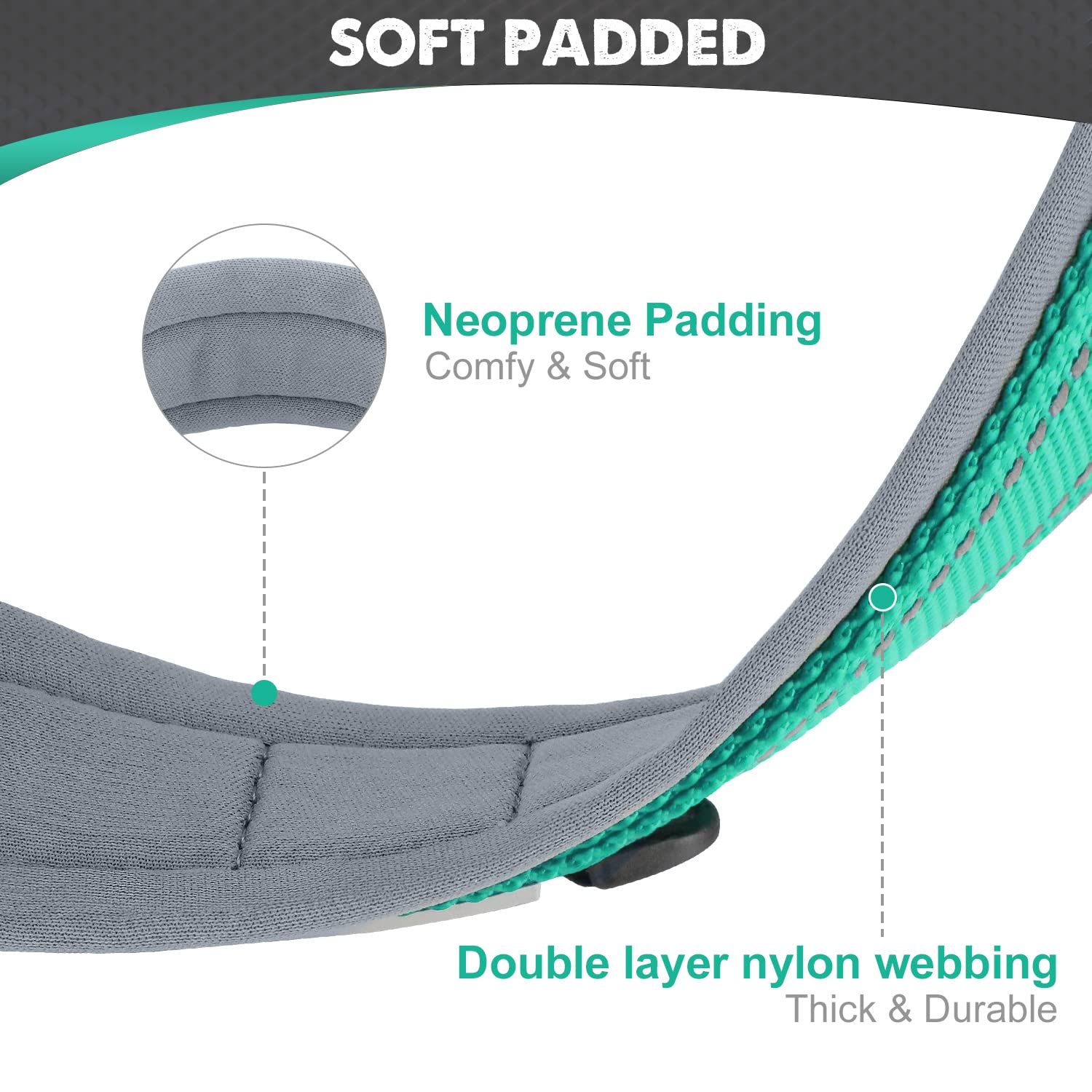 Joytale Dog Collar For Small Dogs, Neoprene Padded And Adjustable, Reflective Wide Heavy Duty Pet Collars With Durable Metal Bel