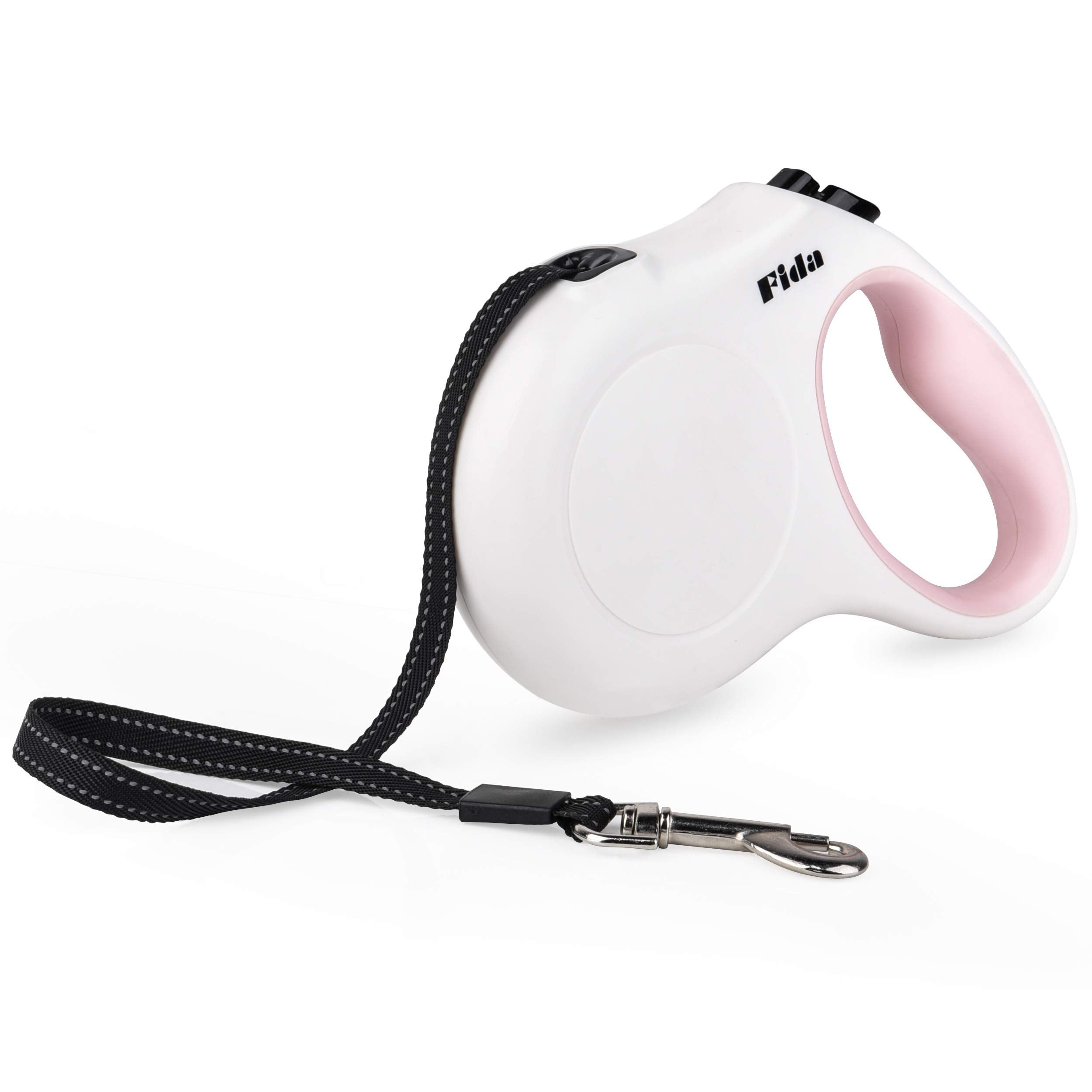 Fida Retractable Dog Leash, 16 Ft Dog Walking Leash For Medium Dogs Up To 44Lbs, Tangle Free, White & Pink