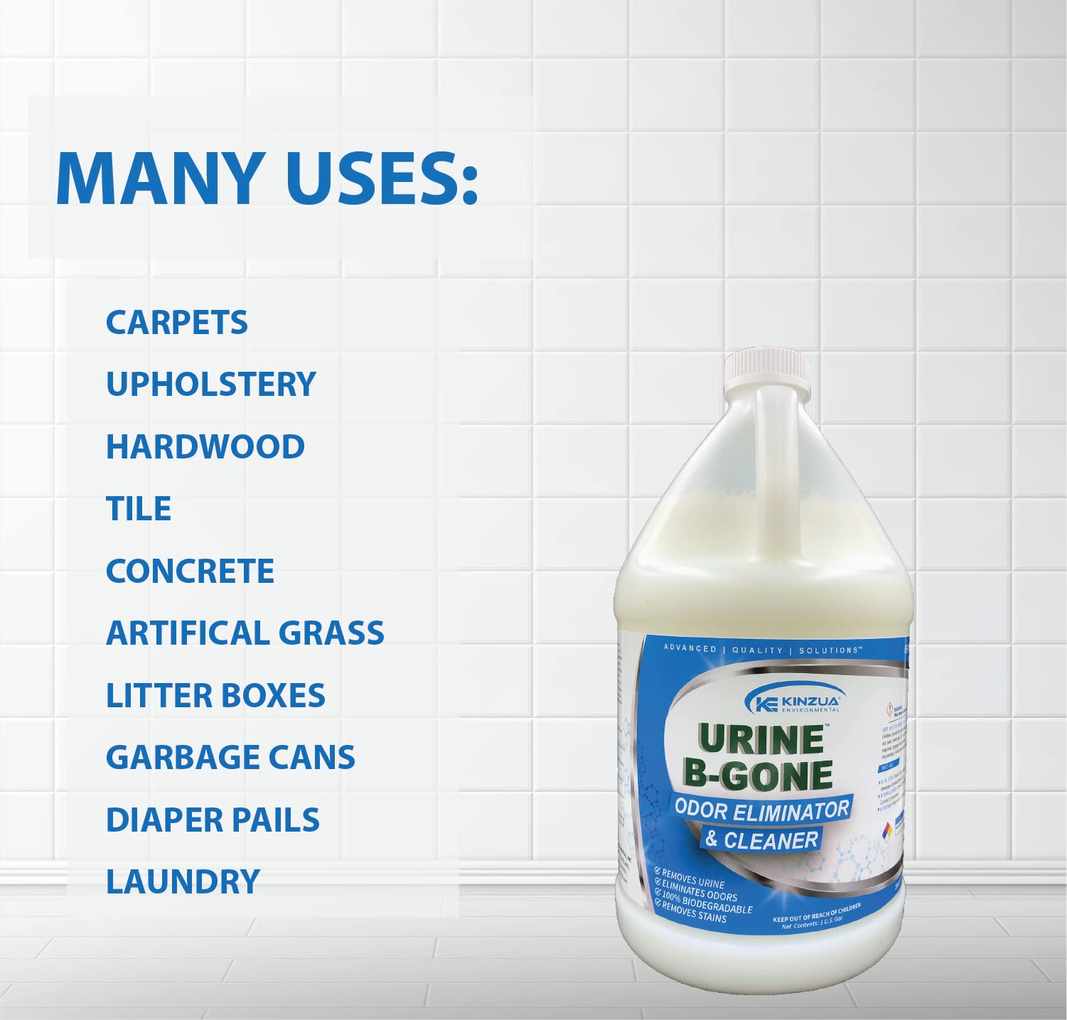 Urine-B-Gone Professional Urine Enzyme Odor Eliminator, 128 Fl Oz, Model KE-189UBG-1, Effectively Eliminates Stains and Odors