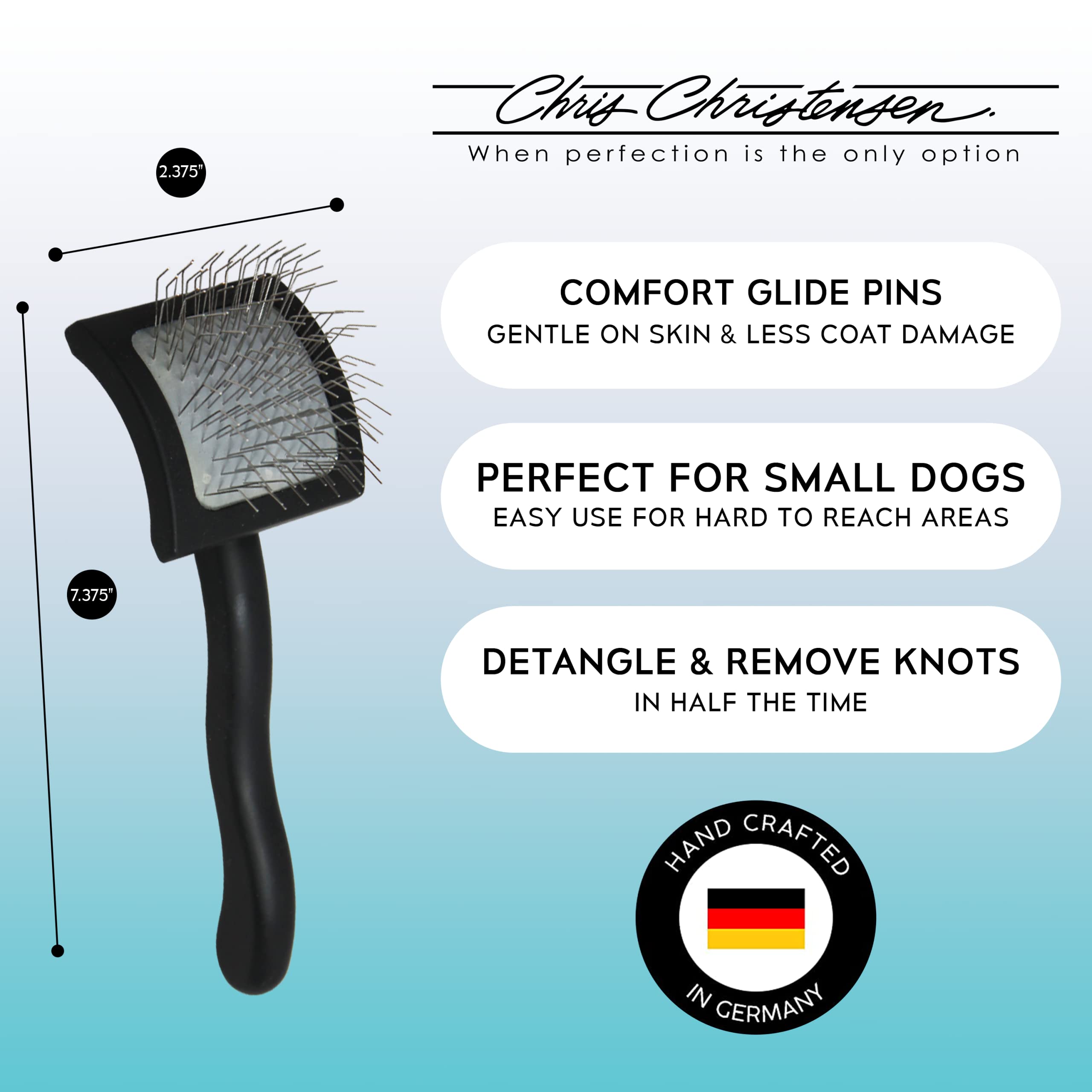 Chris Christensen Baby K Dog Slicker Brush, Groom Like A Professional, Fluff Detangle Style, Saves Time Energy, Black, Small