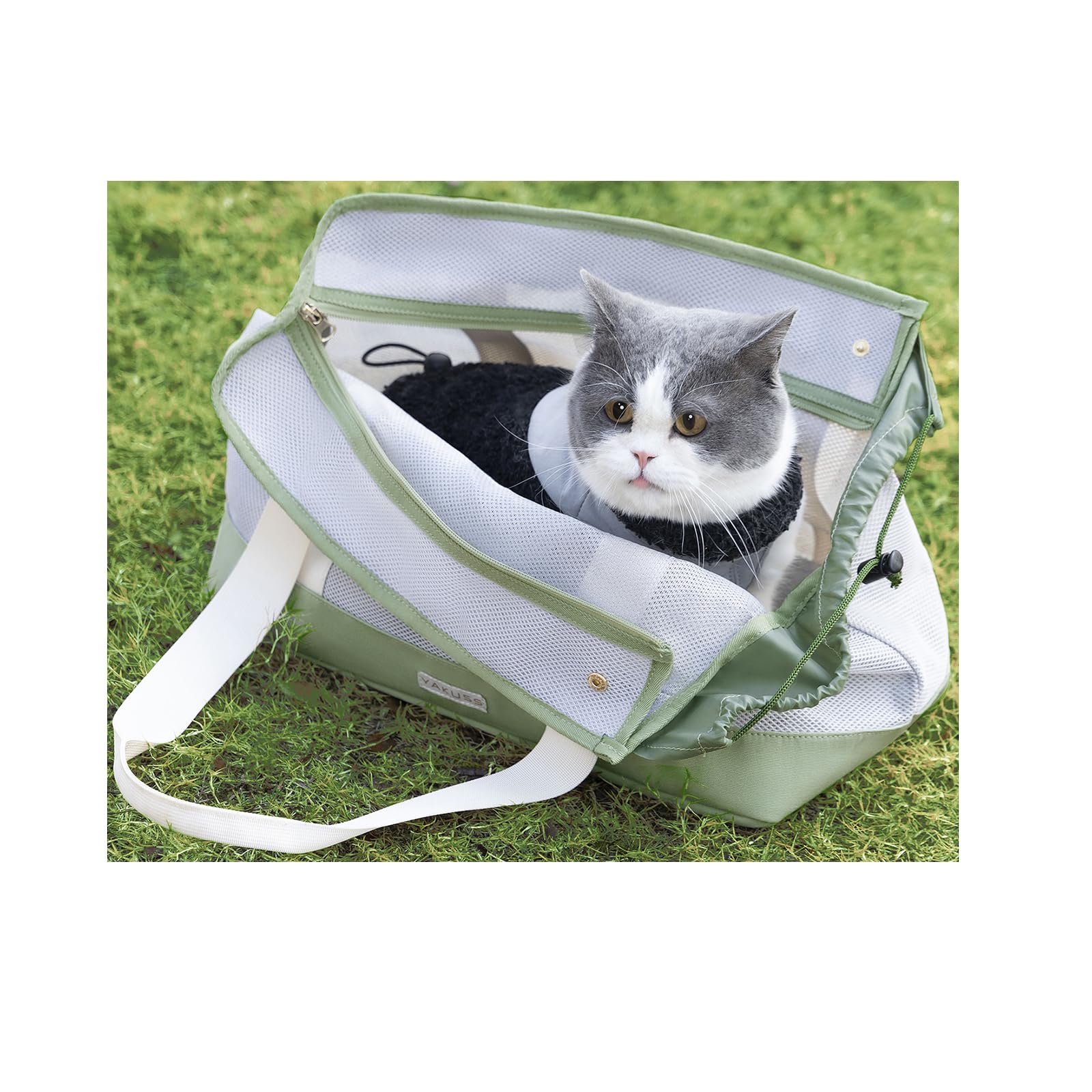 Yakuss Cat Carrier Tote Bag For Small Dog With Locking Safety Zippers Adjustable Side Opening Collapsible Portable Lightweight T