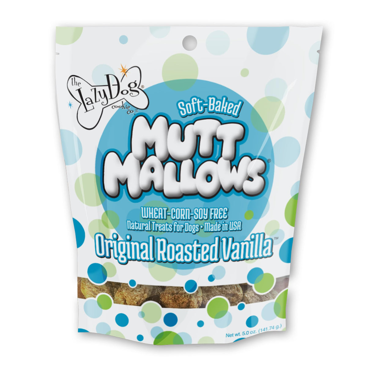 The Lazy Dog Cookie Co. Soft Dog Treats, Mutt Mallows Roasted Vanilla, For Small, Medium And Large Dogs, Wheat-Free, Baked In The Usa, 5 Oz. (Pack Of 1)