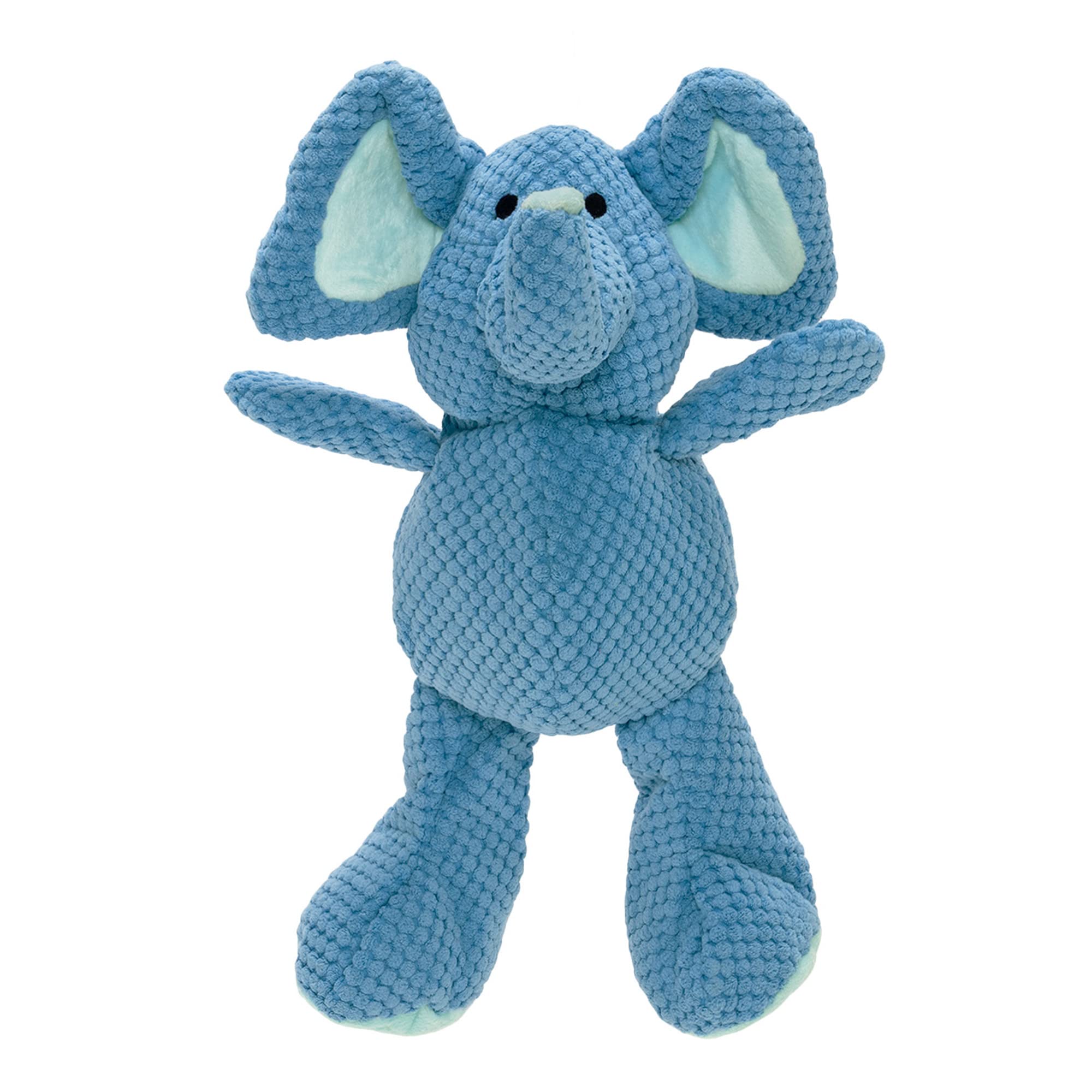 Godog Checkers Elephant Squeaky Plush Dog Toy, Chew Guard Technology - Blue, Large