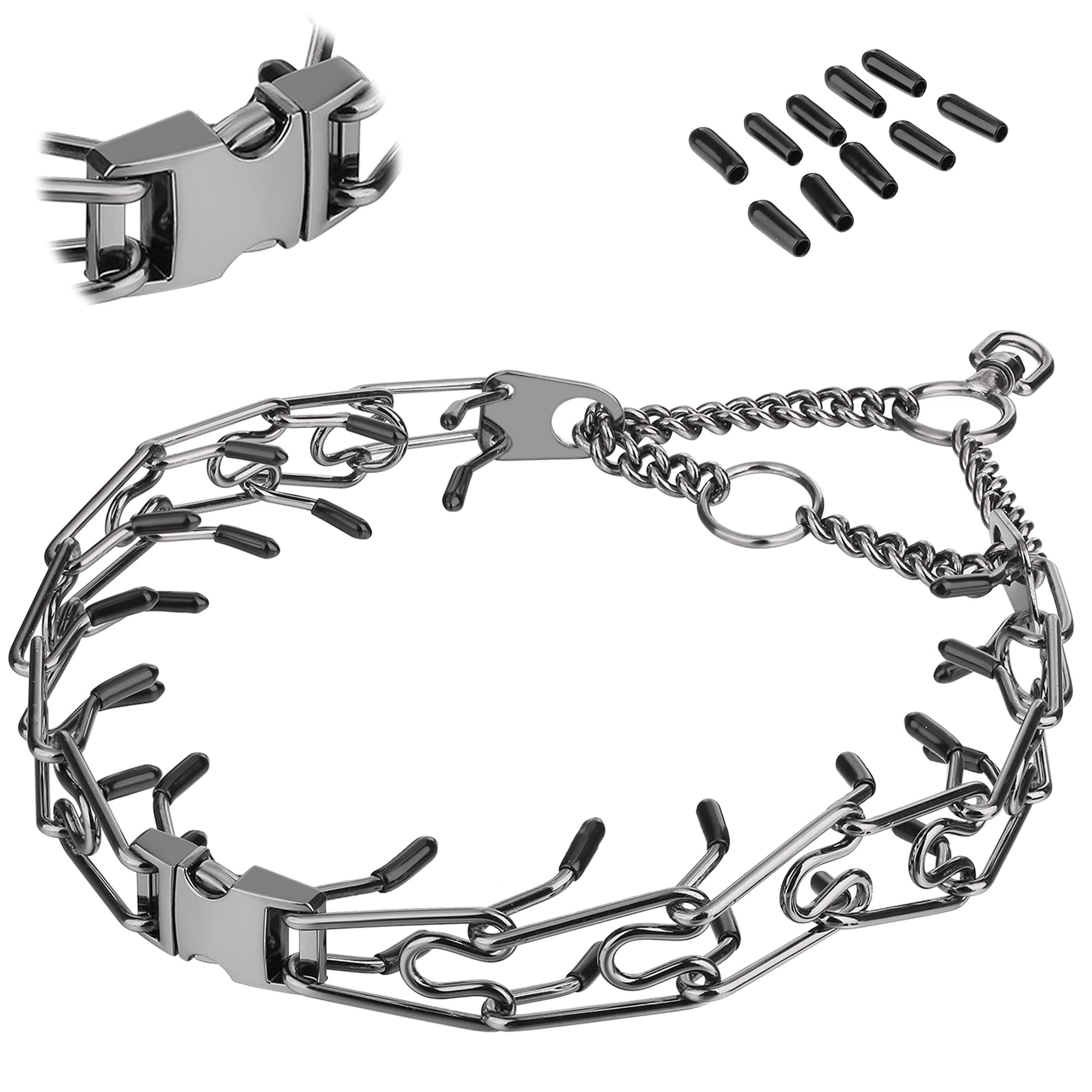 Insfas Dog Prong Traing Collar,Choke Pinch Collar For Dogs Quick Release Spike Collars No Pull Martingale Adjustable For Large M