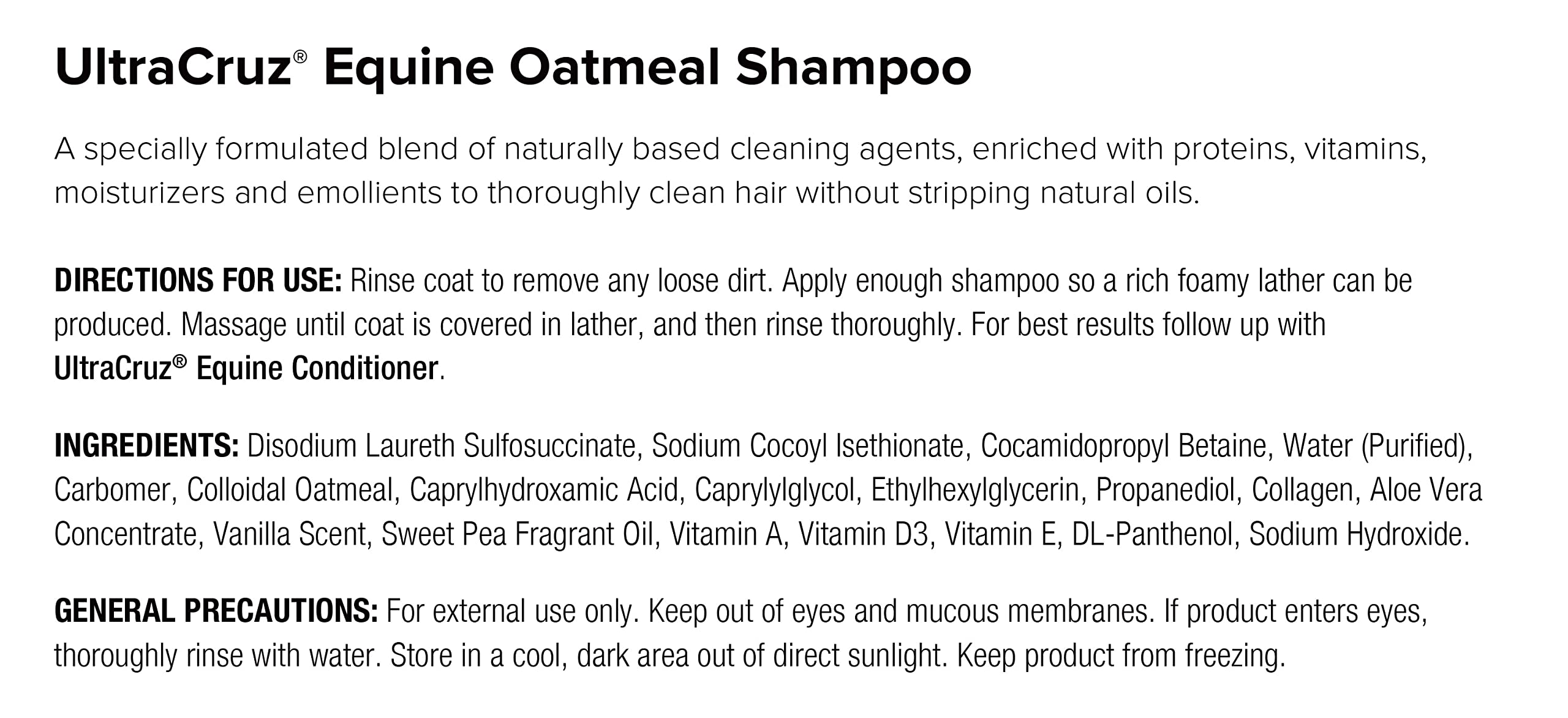 Ultracruz Equine Oatmeal Horse Shampoo And Conditioner Bundle, 32 Oz Each