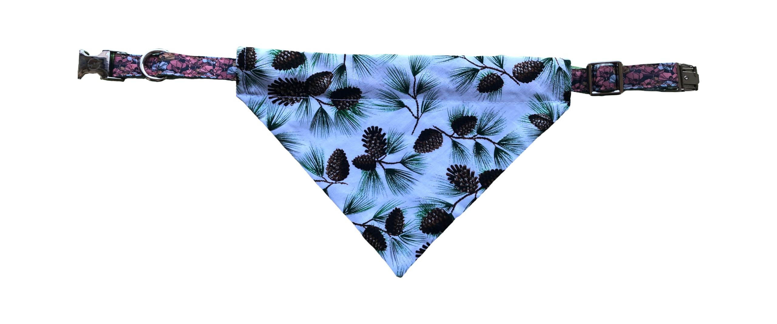Christmas Bandana | Reversible Dog Bandana | Slip Over The Collar Bandana | For Small Medium Or Large Dogs (Snowflakes And Pinec
